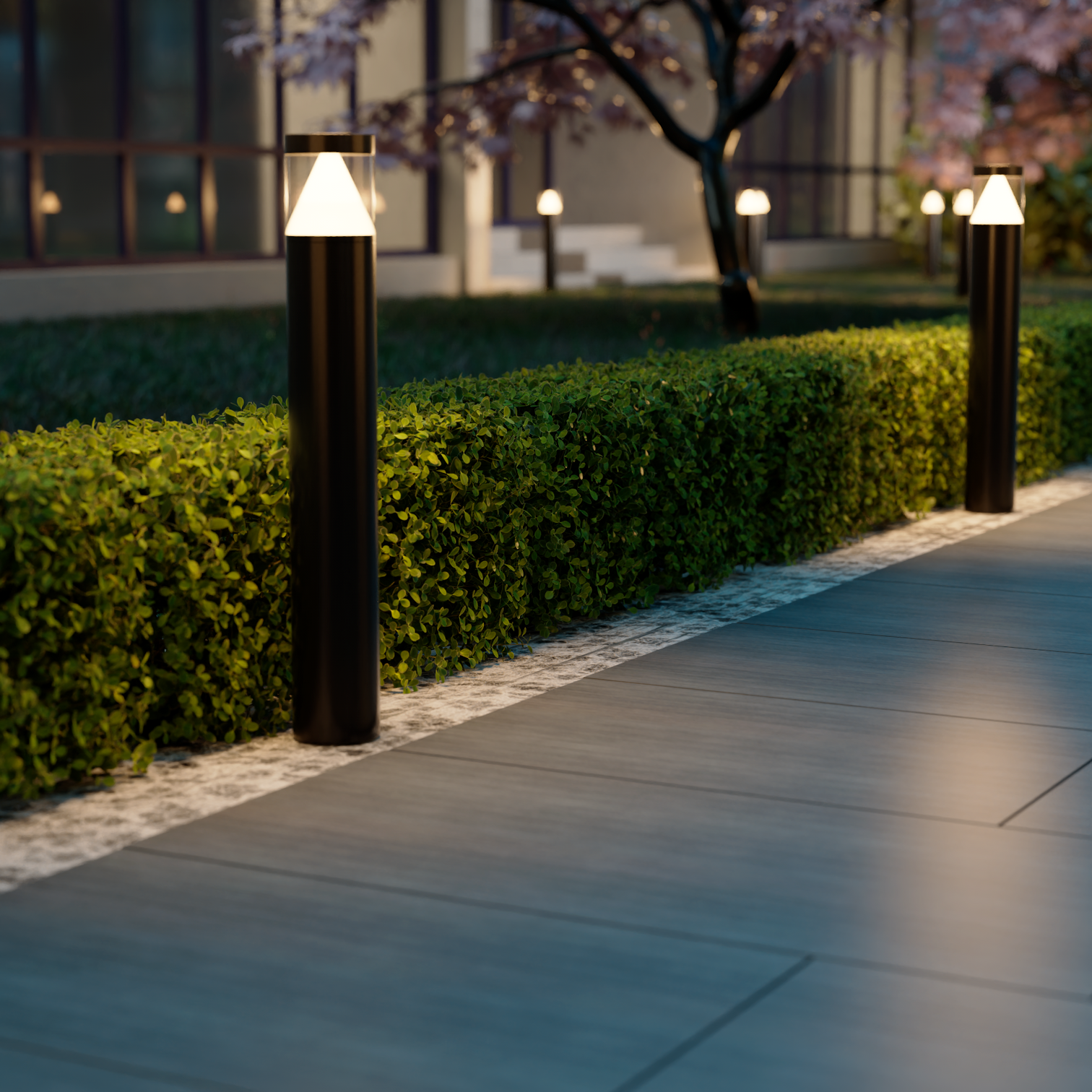 TEMA Aluminium Garden Bollard Lights LED Outdoor 16W 3000K IP65 Landscape Pathway Light Black - 7Pandas Australia