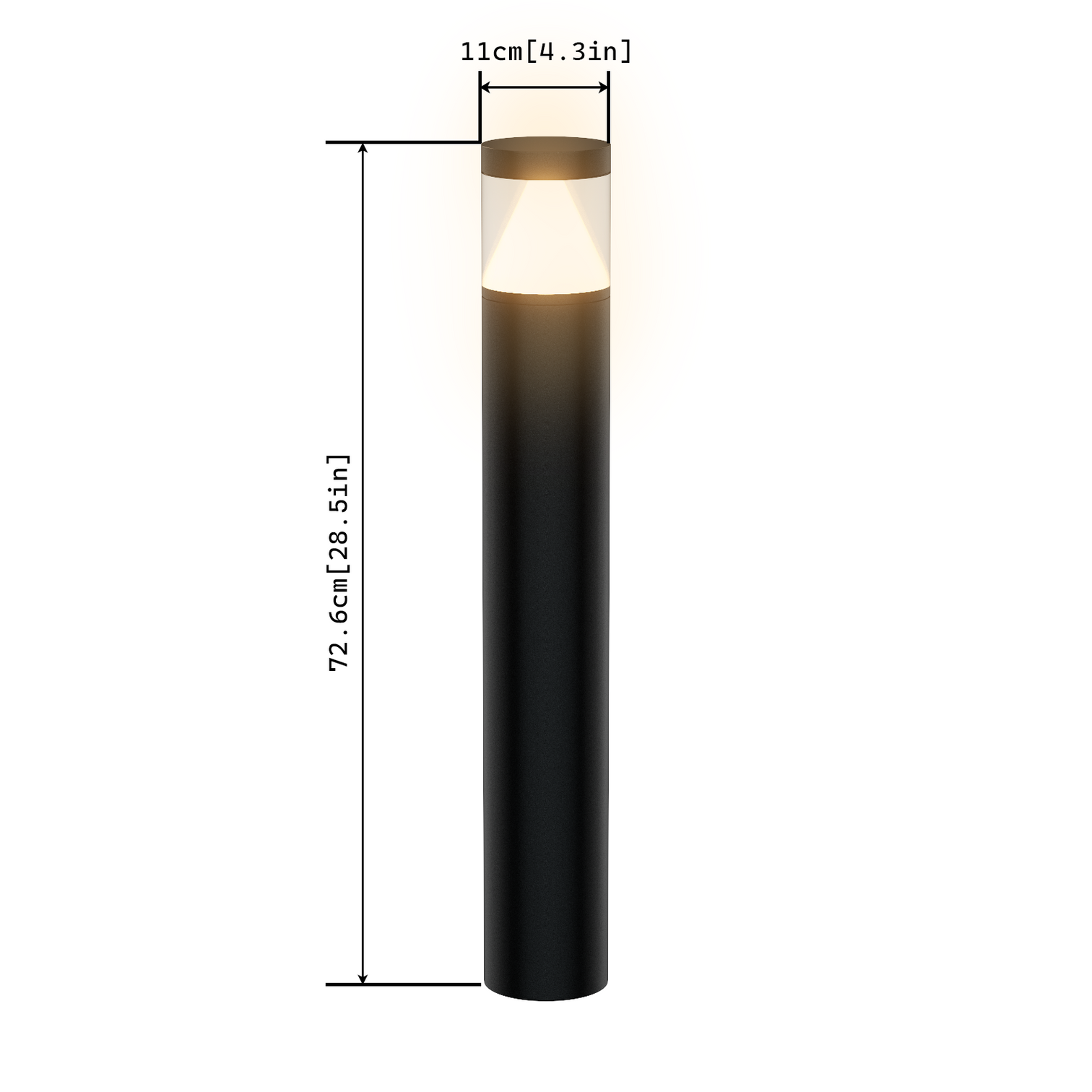 TEMA Aluminium Garden Bollard Lights LED Outdoor 16W 3000K IP65 Landscape Pathway Light Black - 7Pandas Australia