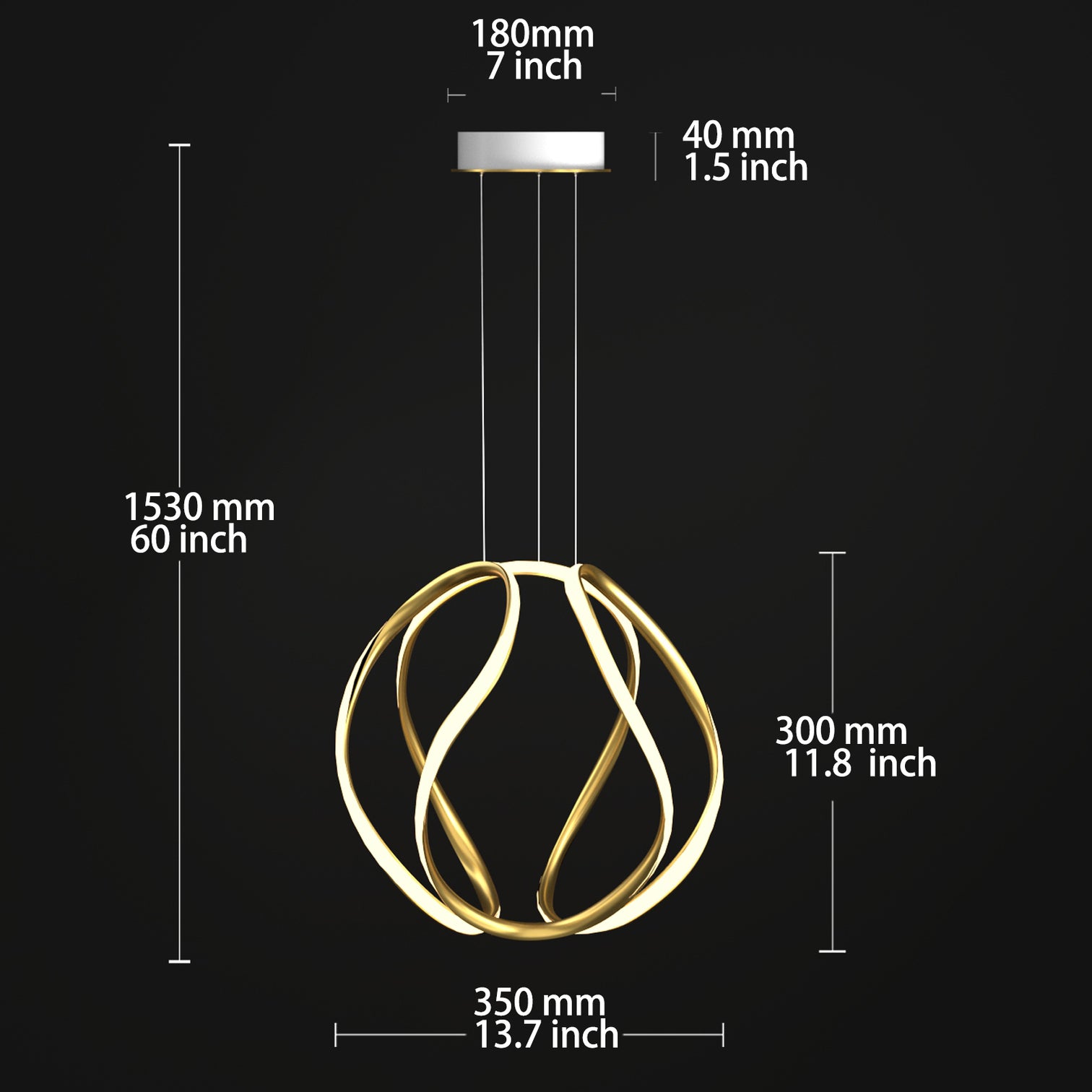 ENRA Brush Gold 35cm LED Circular Chandelier Hanging Light 56W 3000K - 7Pandas Australia