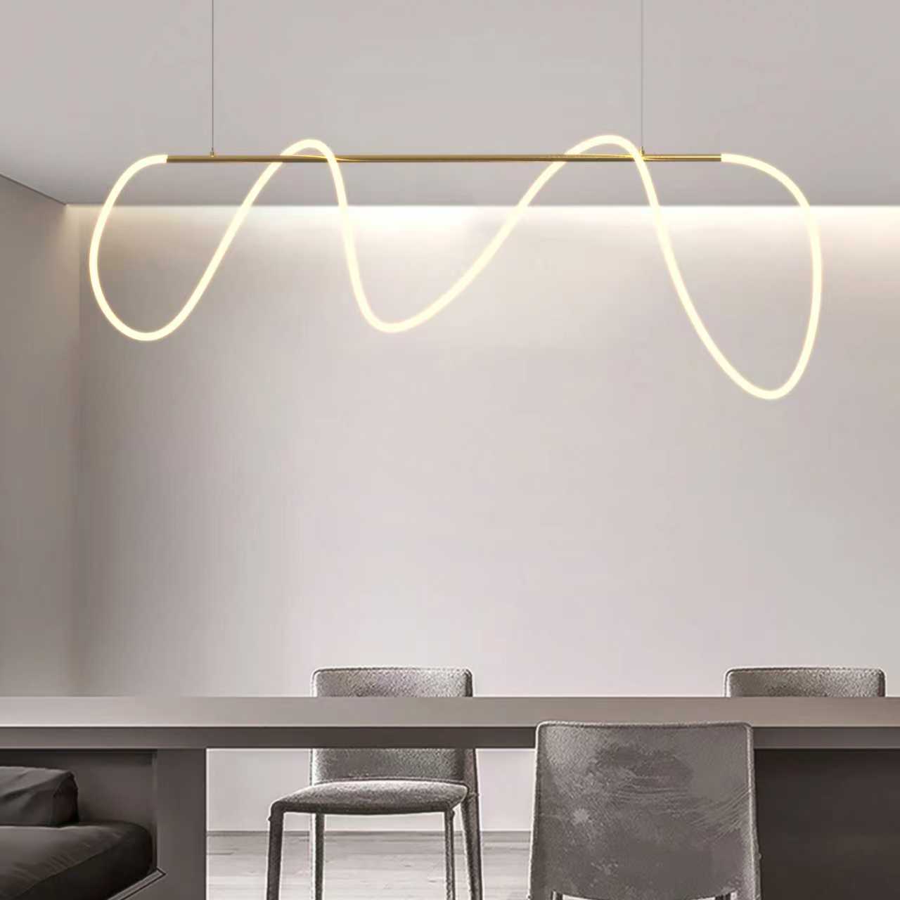 LUNA Contemporary Dimmable LED Strip Pendant Luxury Style Bar Dining Table CCT Remote Control - 7Pandas Australia