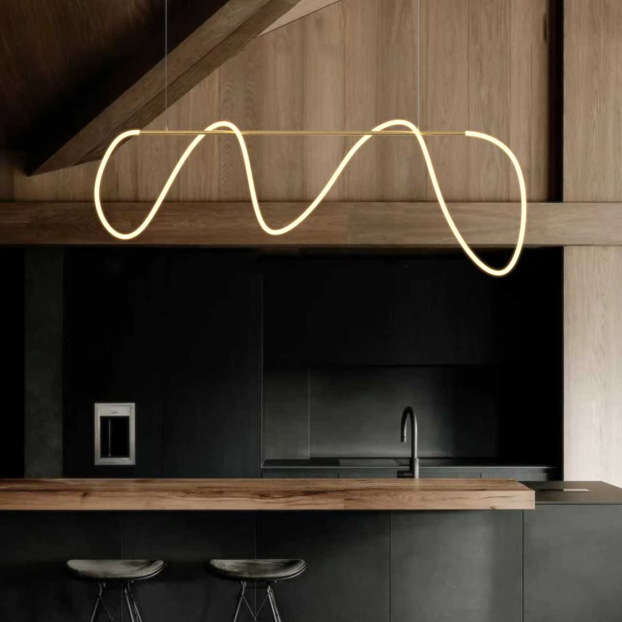 LUNA Contemporary Dimmable LED Strip Pendant Luxury Style Bar Dining Table CCT Remote Control - 7Pandas Australia