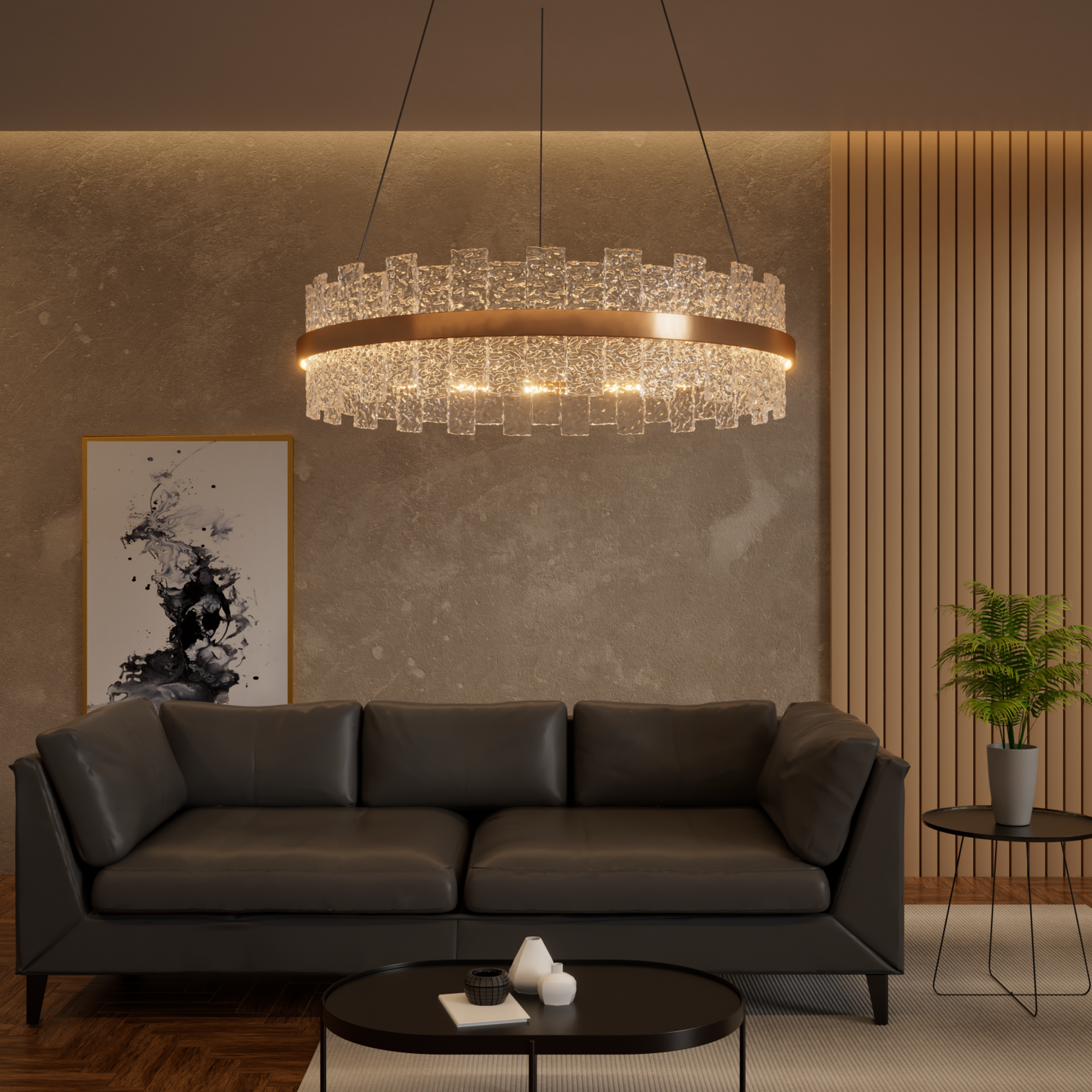 ROXY Luxury Modern Style LED K9 Round Crystal Chandeliers Rose Gold 3000K Living Room - 7Pandas Australia