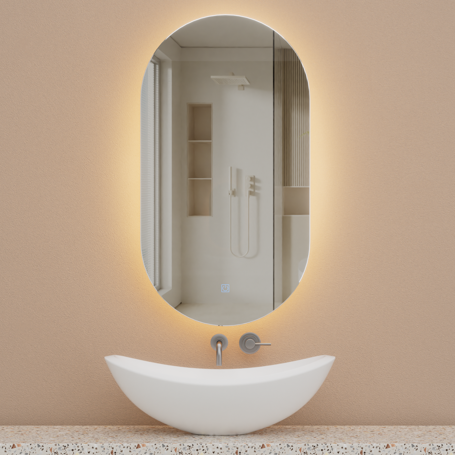 LED Oval Bathroom Mirror with Lights Color Temperature Adjustable CCT Dimmable - 7Pandas Australia