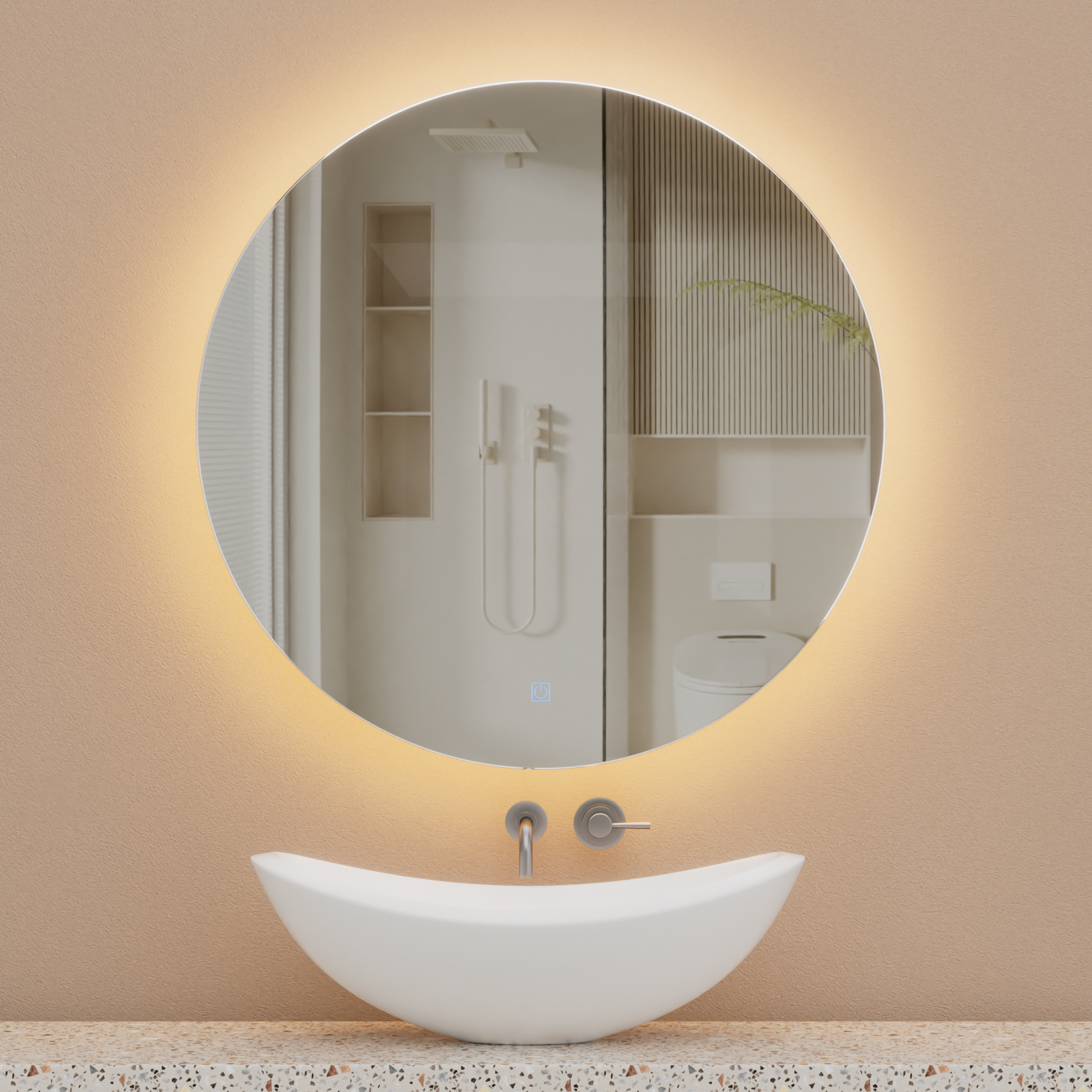 LED Round Bathroom Vanity Mirror Color Temperature Adjustable CCT Dimmable Lights - 7Pandas Australia