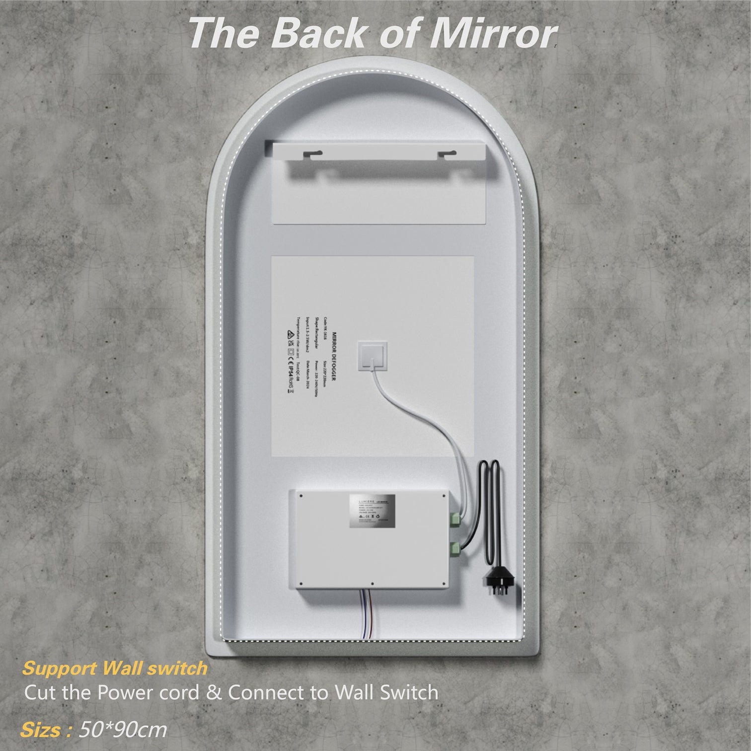 Arched LED Bathroom Mirror with Lights Color Temperature Adjustable CCT Dimmable 50*90cm - 7Pandas Australia