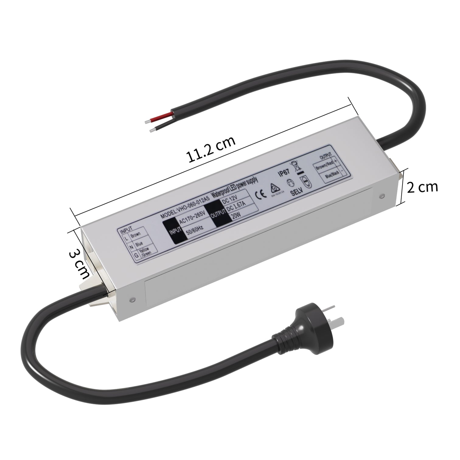 4PACK LED Driver Waterproof IP67 Power Supply AC170-265V to DC 12V SAA Certified - 7Pandas Australia