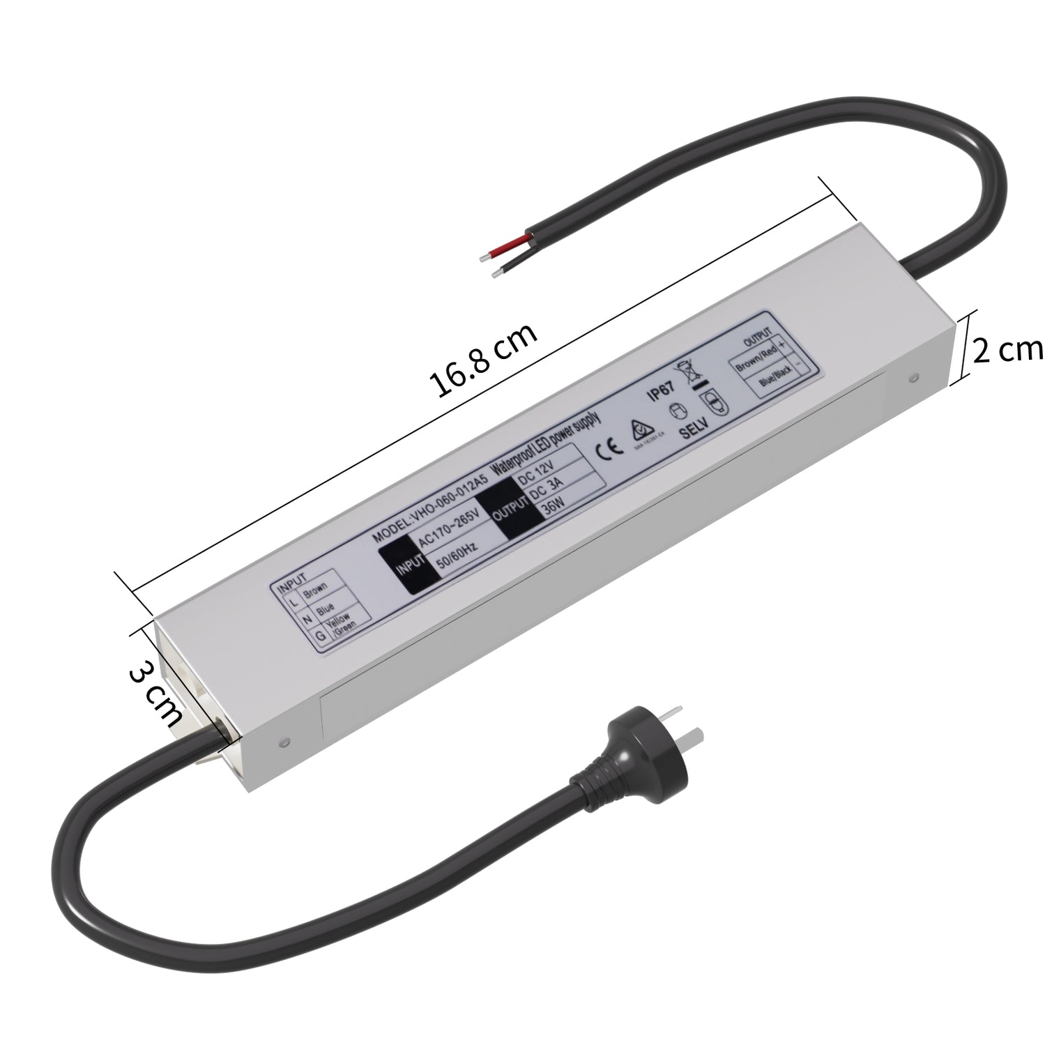 4PACK LED Driver Waterproof IP67 Power Supply AC170-265V to DC 12V SAA Certified - 7Pandas Australia