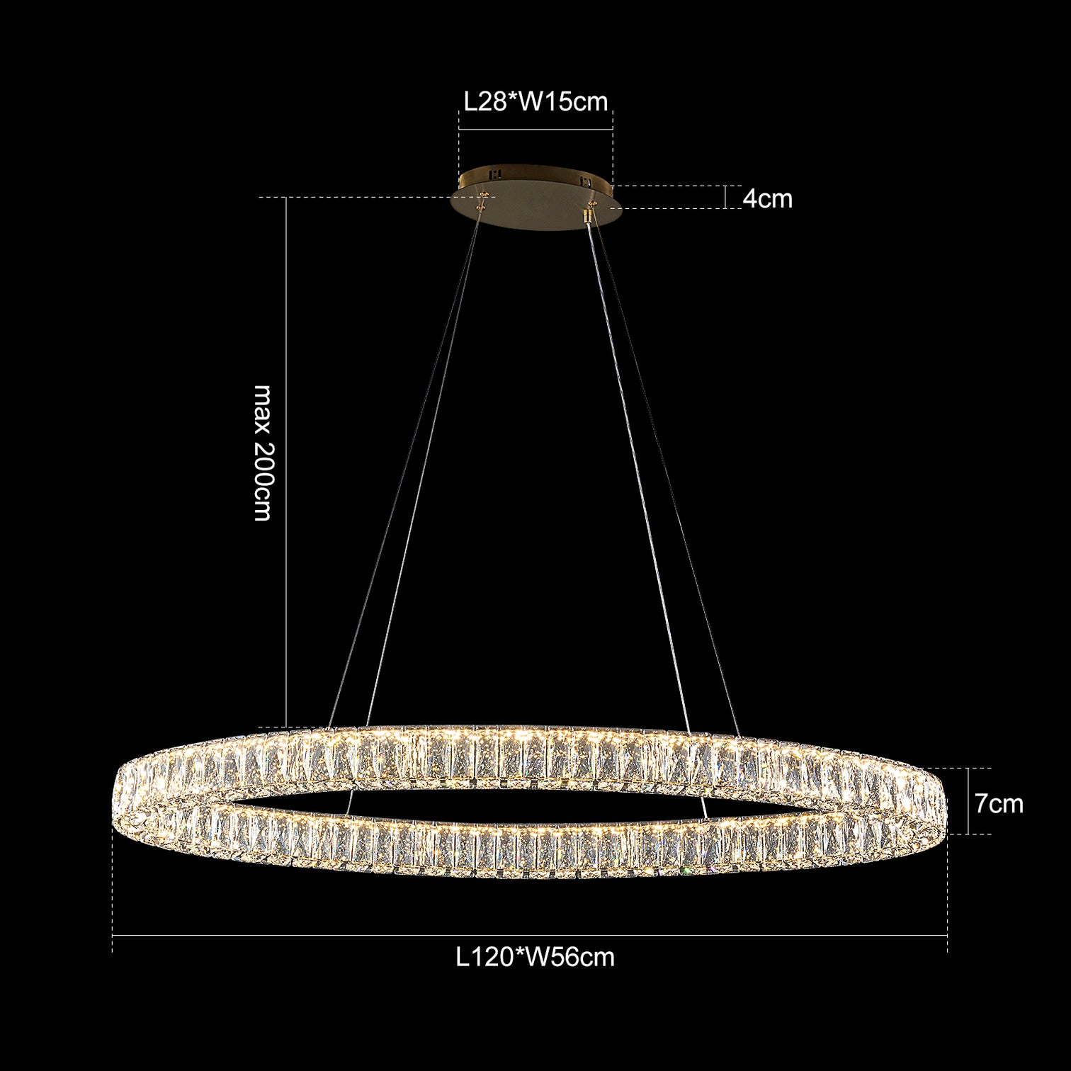 CASSIE LED Dimmable Oval K9 Crystal Chandeliers 3CCT 50W 1200mm Length Dining Kitchen - 7Pandas Australia
