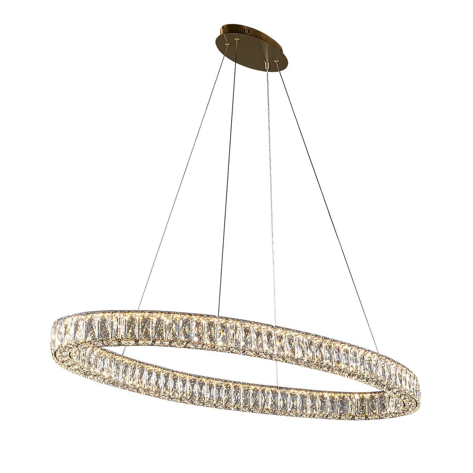 CASSIE 120cm Modern Luxury LED Oval K9 Crystal Chandelier 3CCT Dimmable - 7Pandas Australia