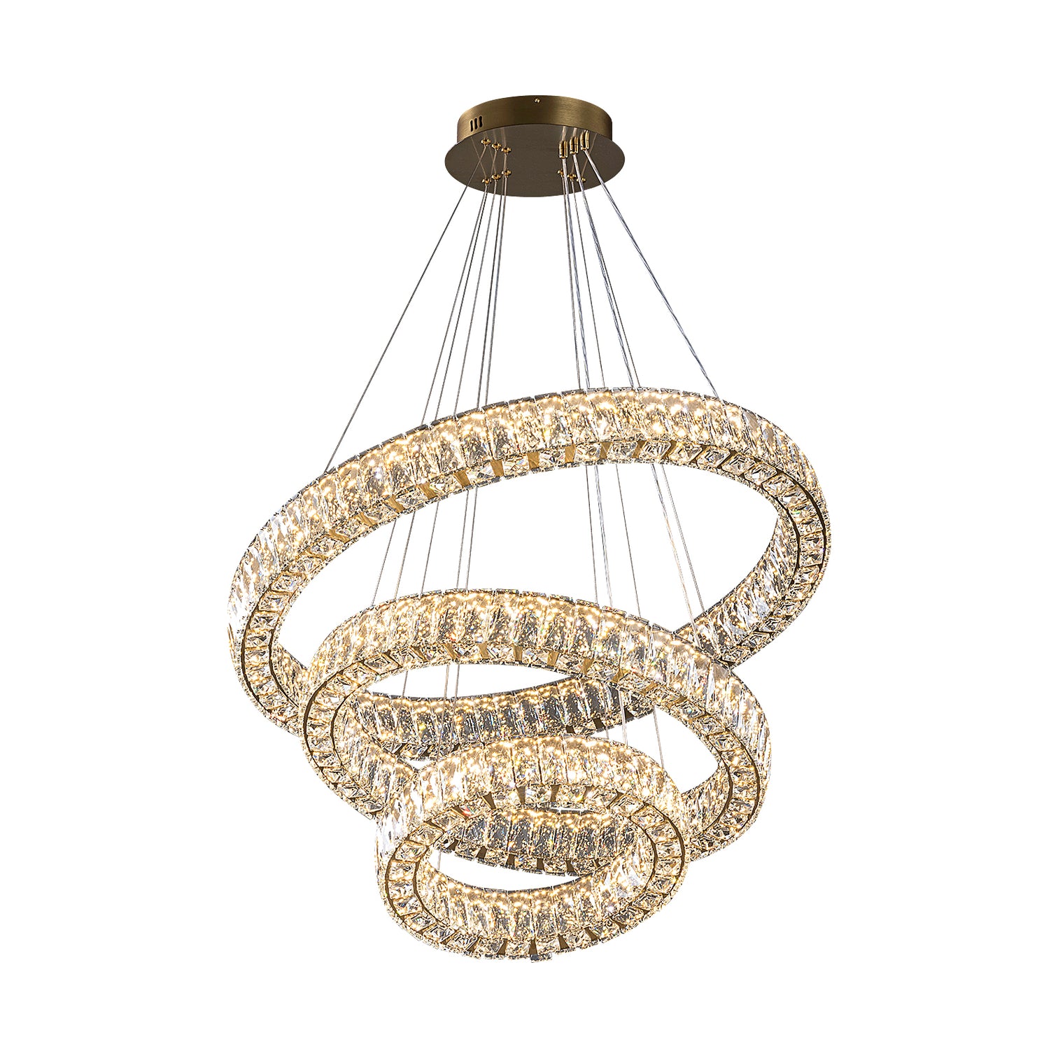 CASSIE 3-Tier Luxury Modern LED Dimmable K9 Crystal Chandeliers 3CCT Living Room - 7Pandas Australia