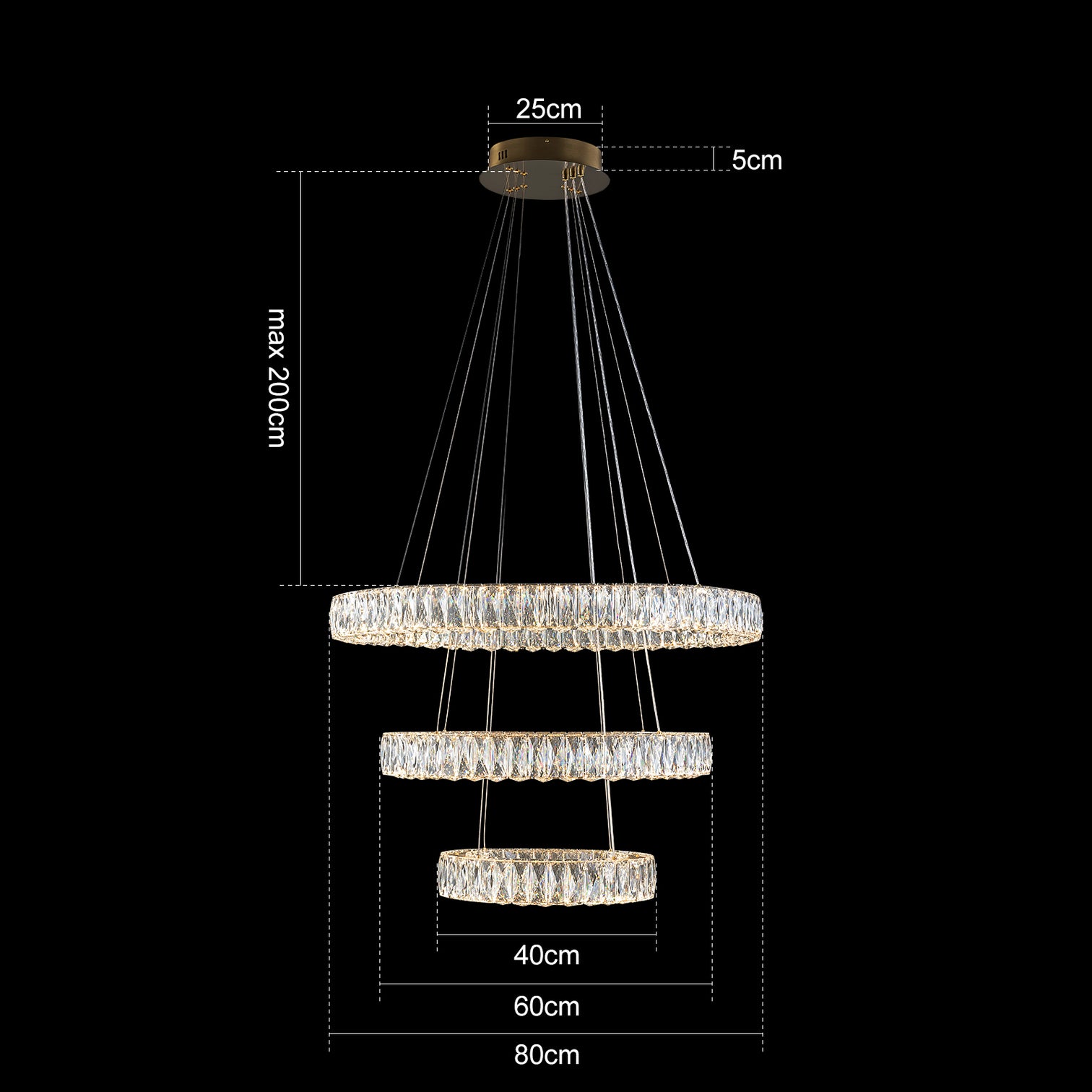 CASSIE 3-Tier Luxury Modern LED Dimmable K9 Crystal Chandeliers 3CCT Living Room - 7Pandas Australia