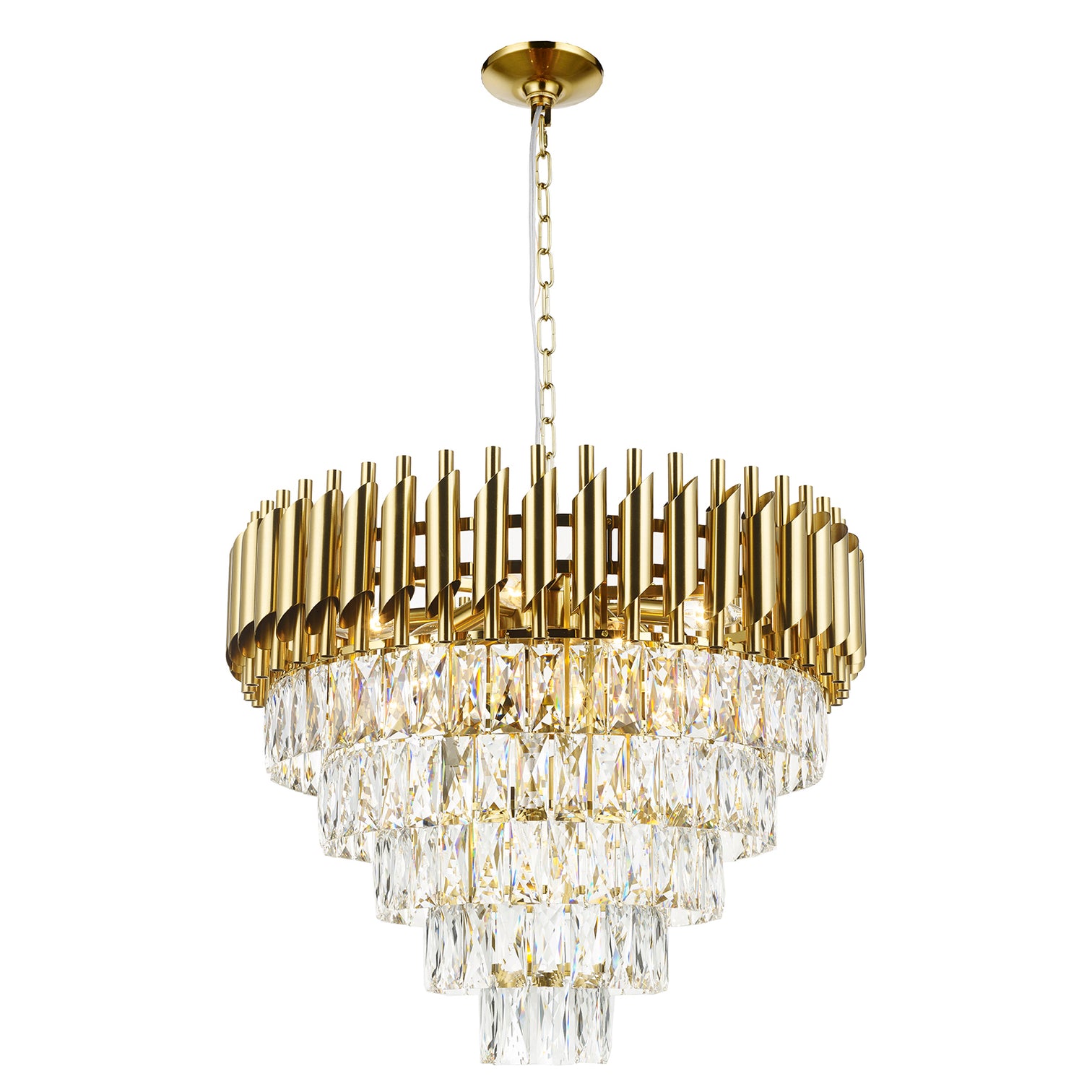 HARZ 5-Tier Round Modern Luxury K9 Clear Crystal Chandeliers Dimmable - 7Pandas Australia