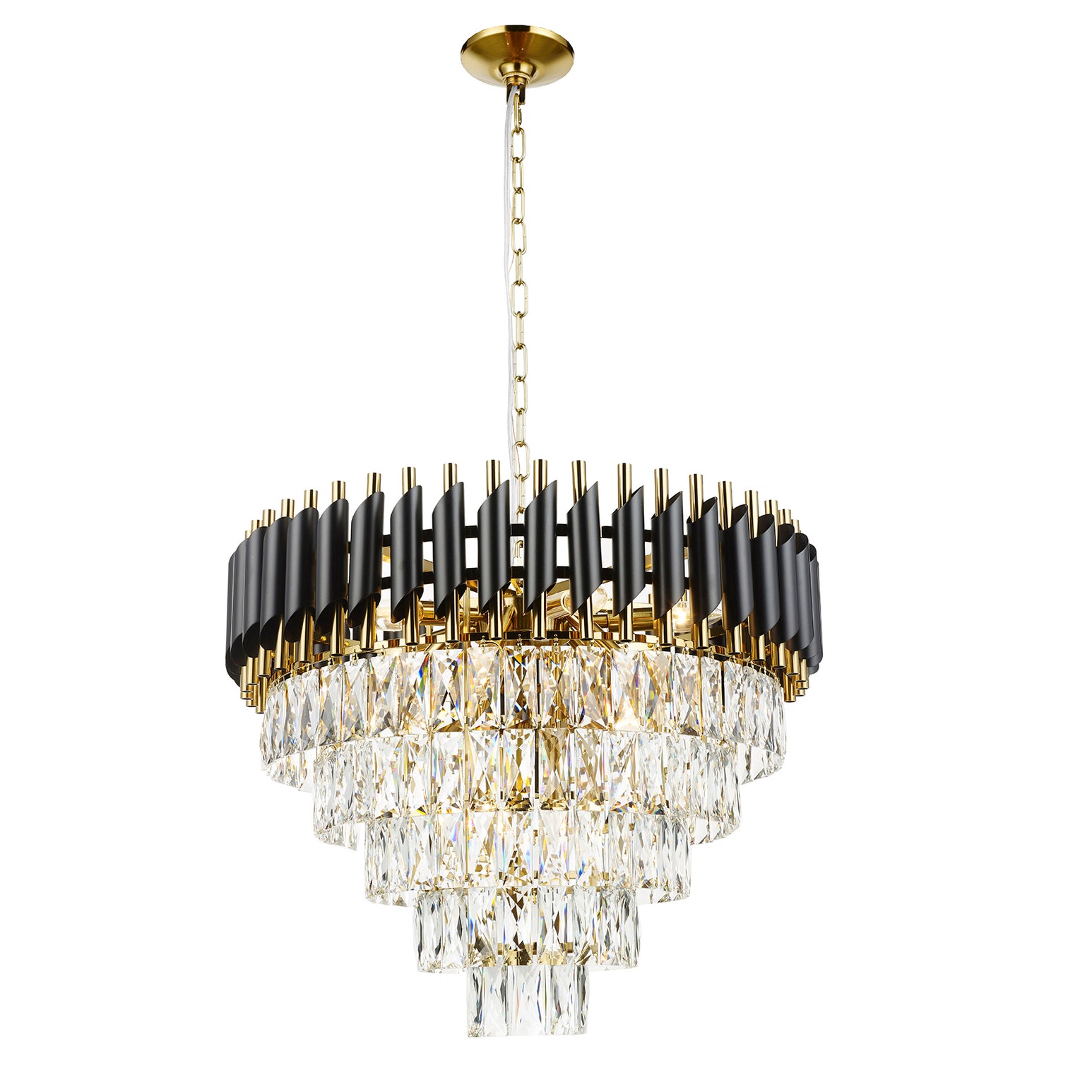 HARZ 5-Tier Round Modern Luxury K9 Clear Crystal Chandeliers Dimmable - 7Pandas Australia