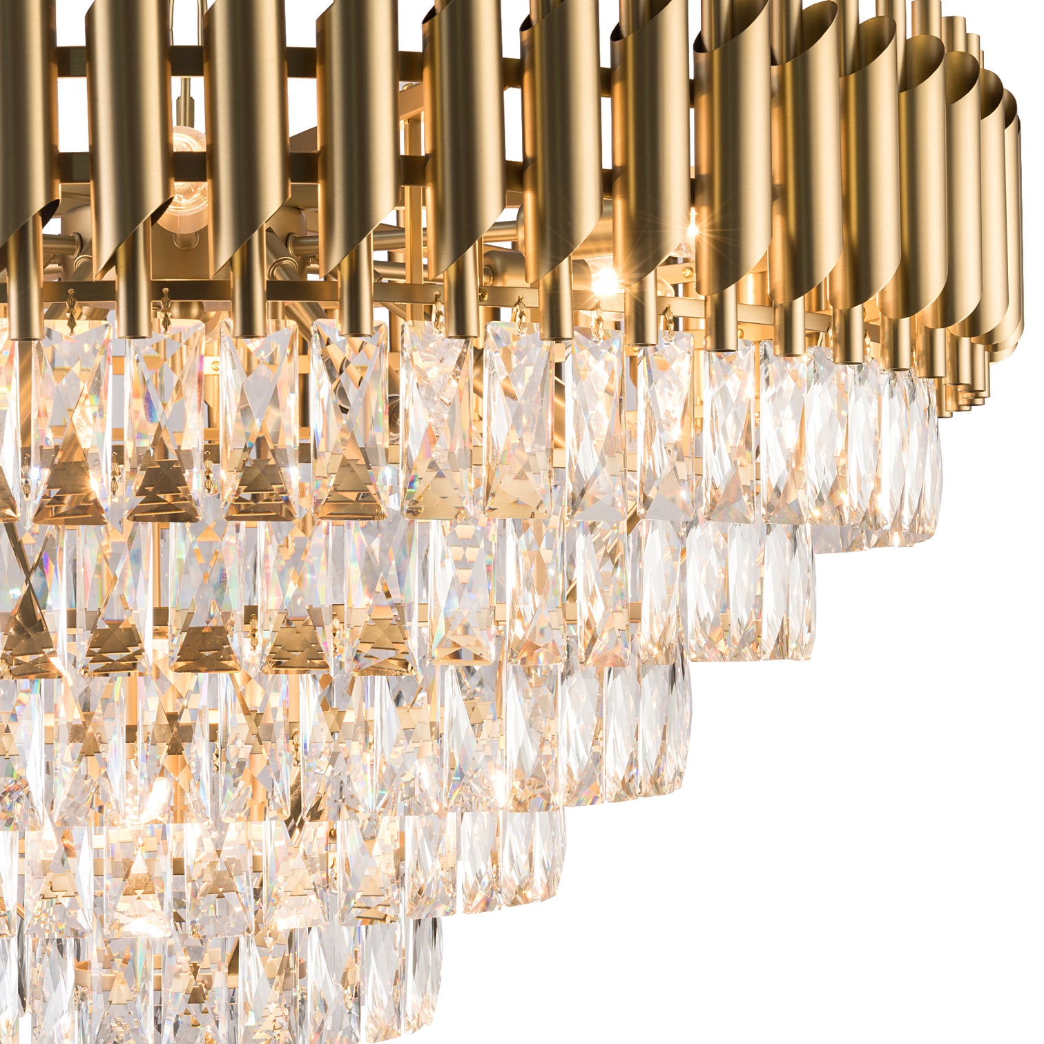 HARZ 5-Tier Round Modern Luxury K9 Clear Crystal Chandeliers Dimmable