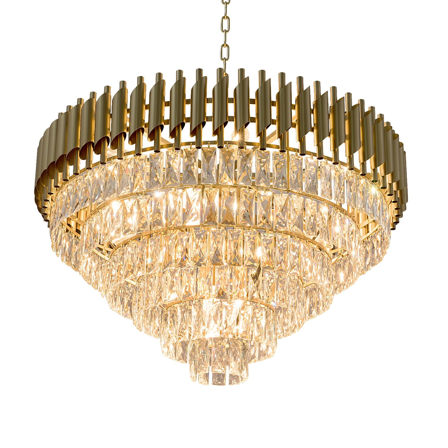 HARZ 5-Tier Round Modern Luxury K9 Clear Crystal Chandeliers Dimmable