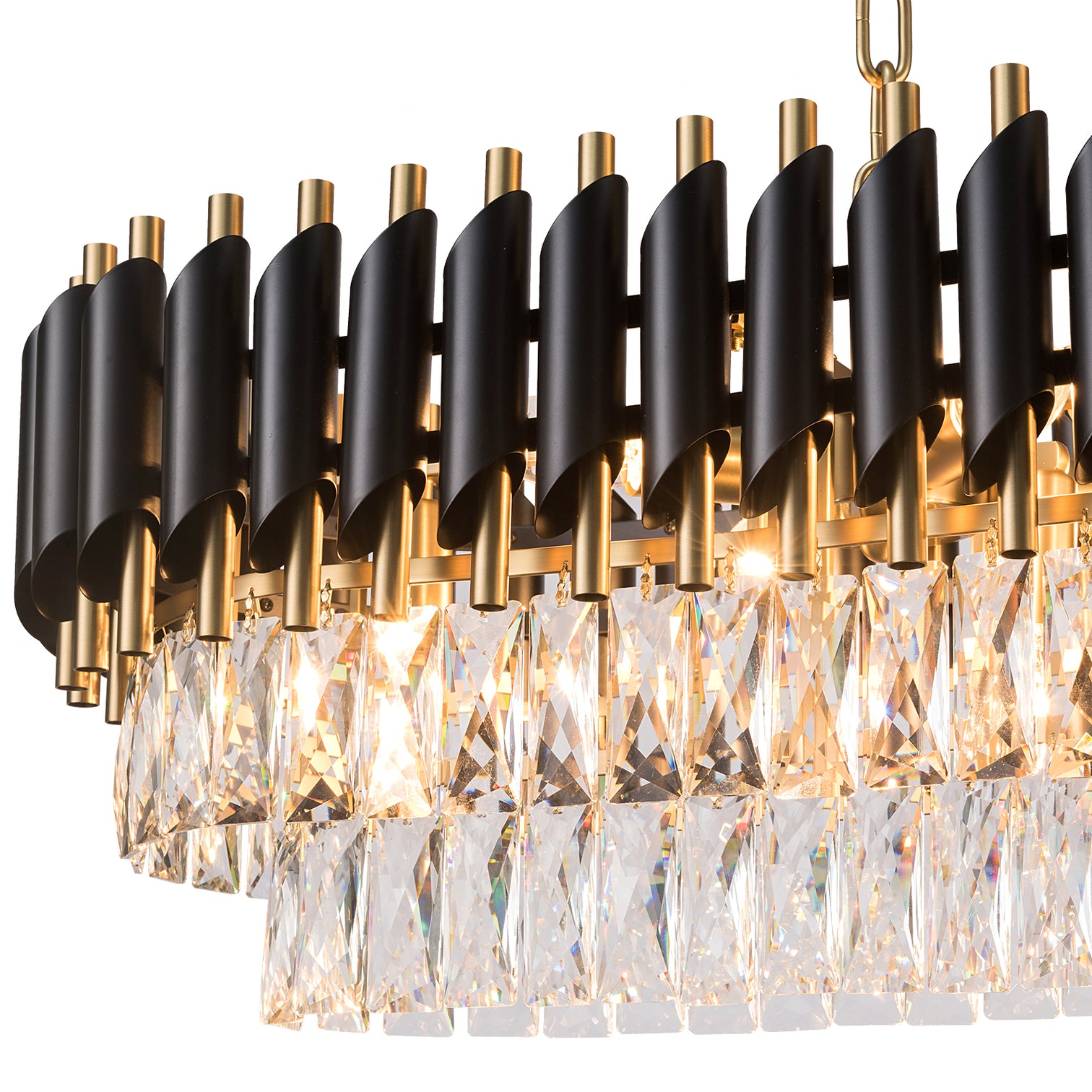 HARZ Luxury Modern Oval K9 Clear Crystal Chandeliers Dining Kitchen Dimmable - 7Pandas Australia