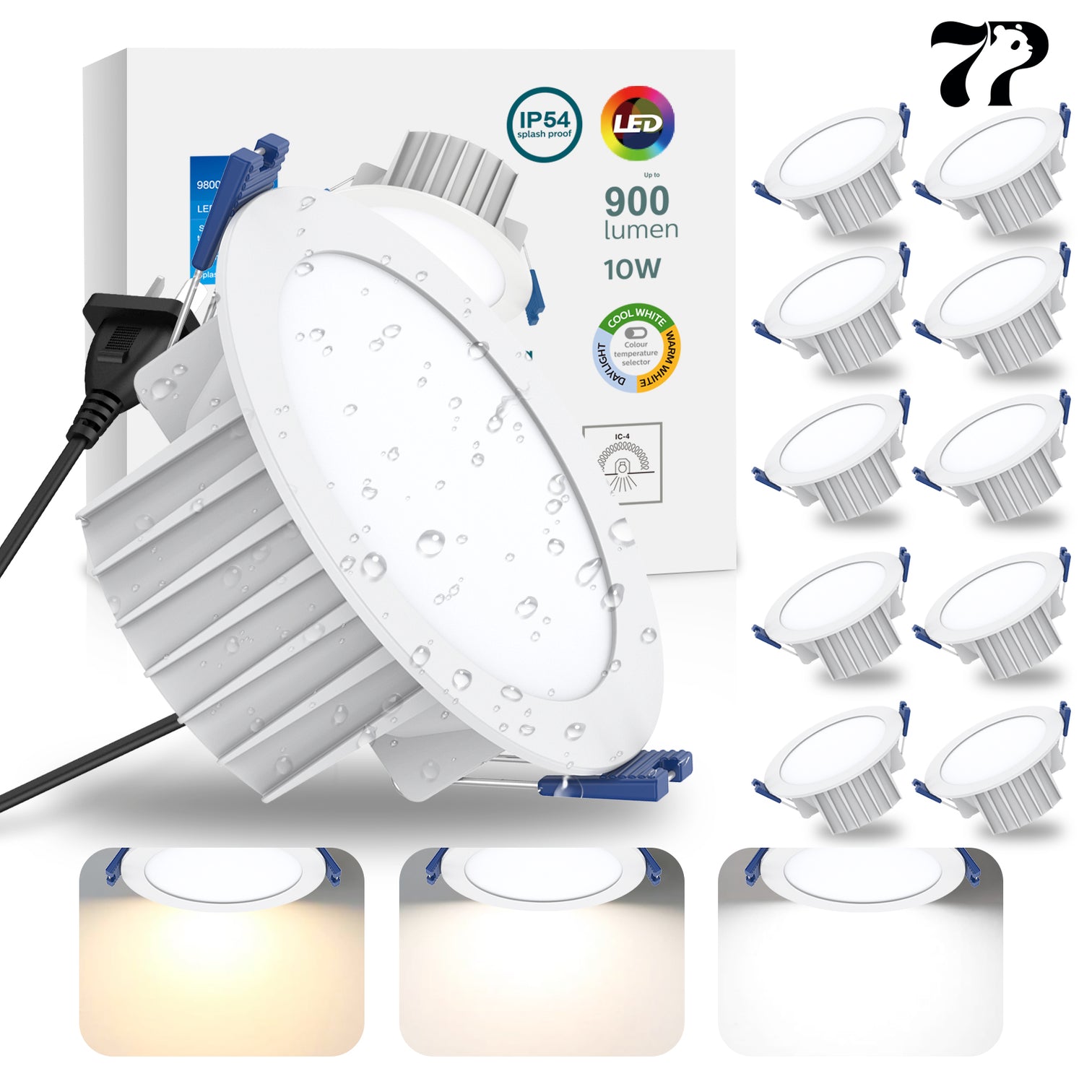 LED Recessed Downlight 10PACK 10W TRI-Color Dimmable 900lm CCT 90mm SAA Approval with 3 years Warranty - 7Pandas Australia