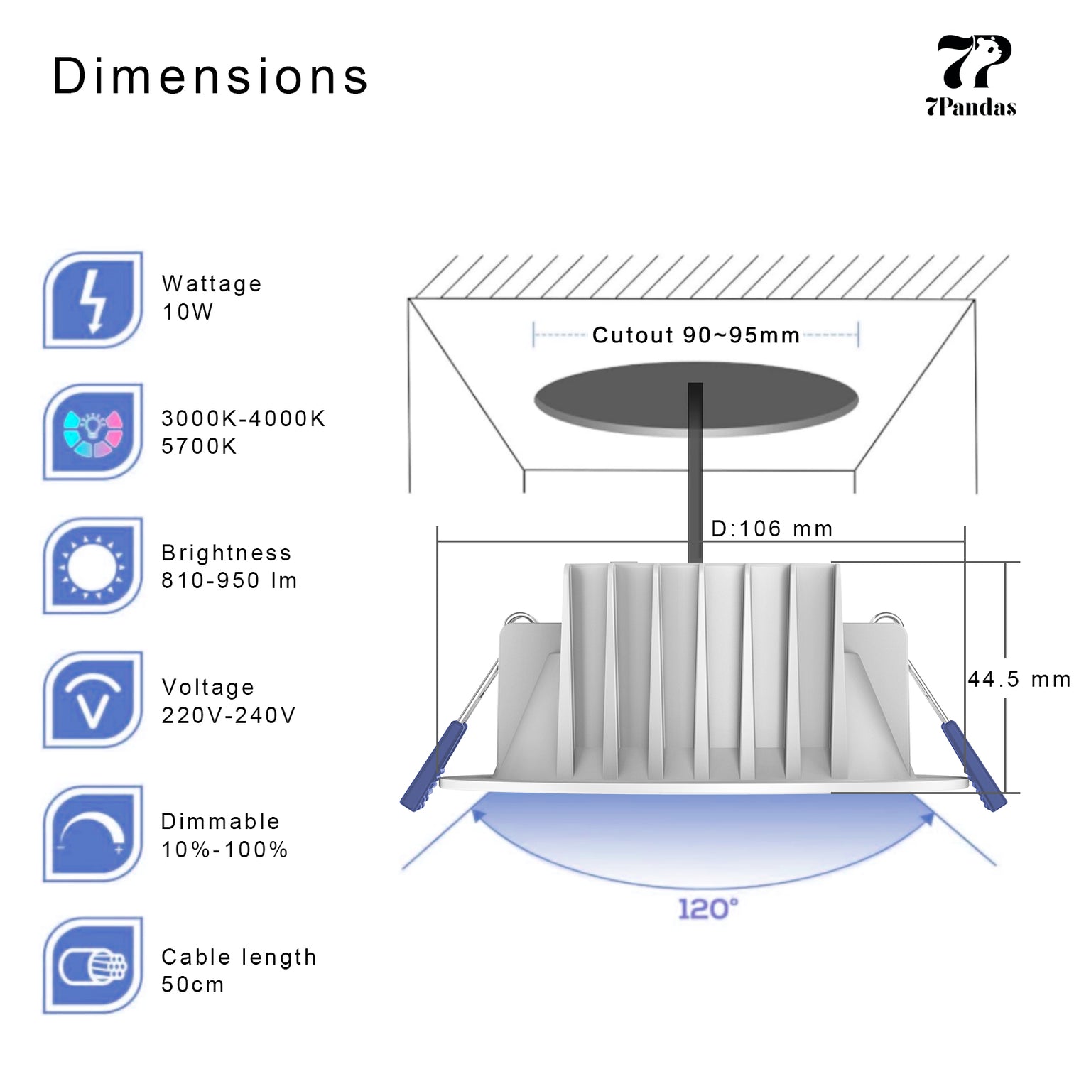 LED Recessed Downlight 10PACK 10W TRI-Color Dimmable 900lm CCT 90mm SAA Approval with 3 years Warranty - 7Pandas Australia