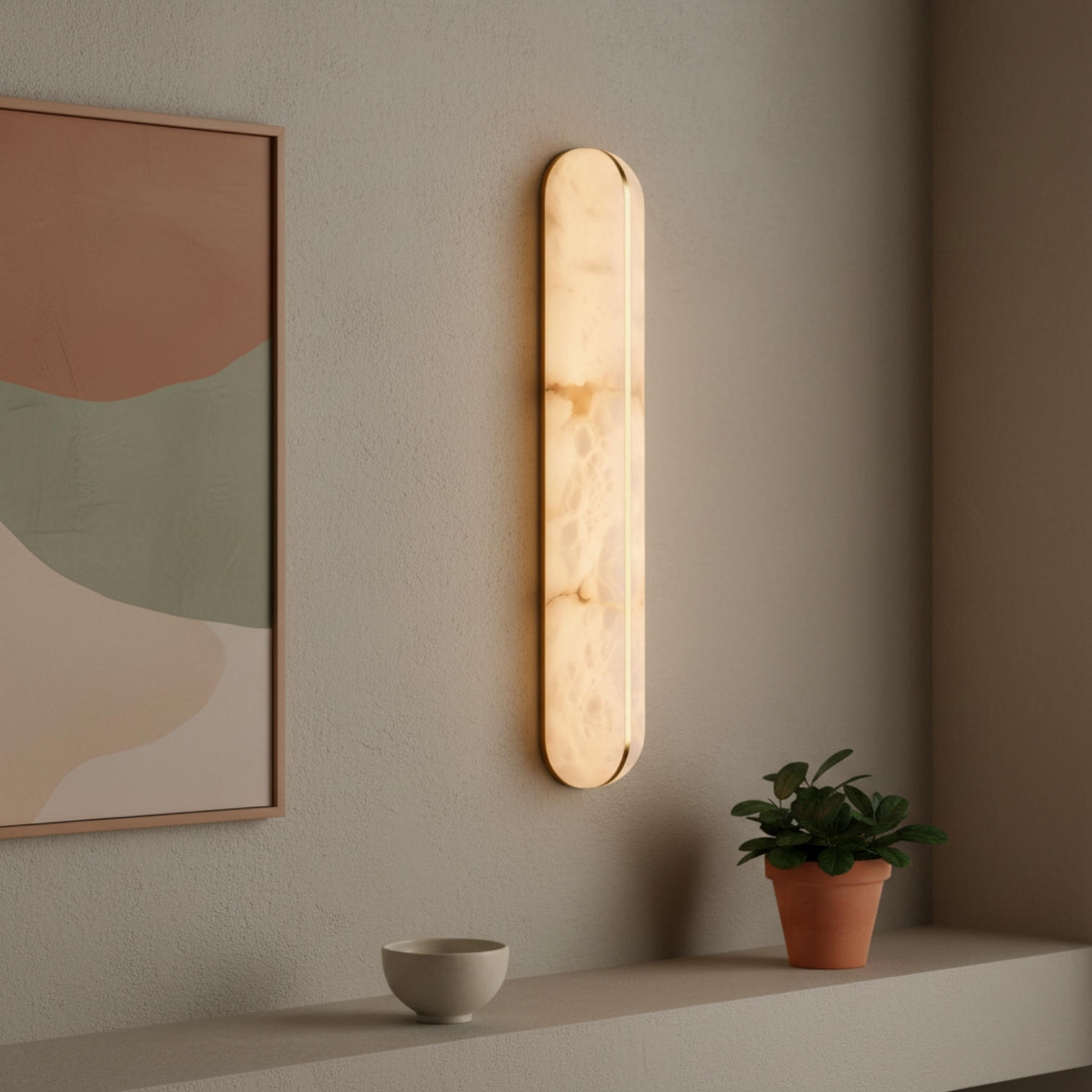 MOUSA Contemporary Interior LED Alabaster Wall Light Solid Copper Fixture 3CCT DIM - 7Pandas Australia
