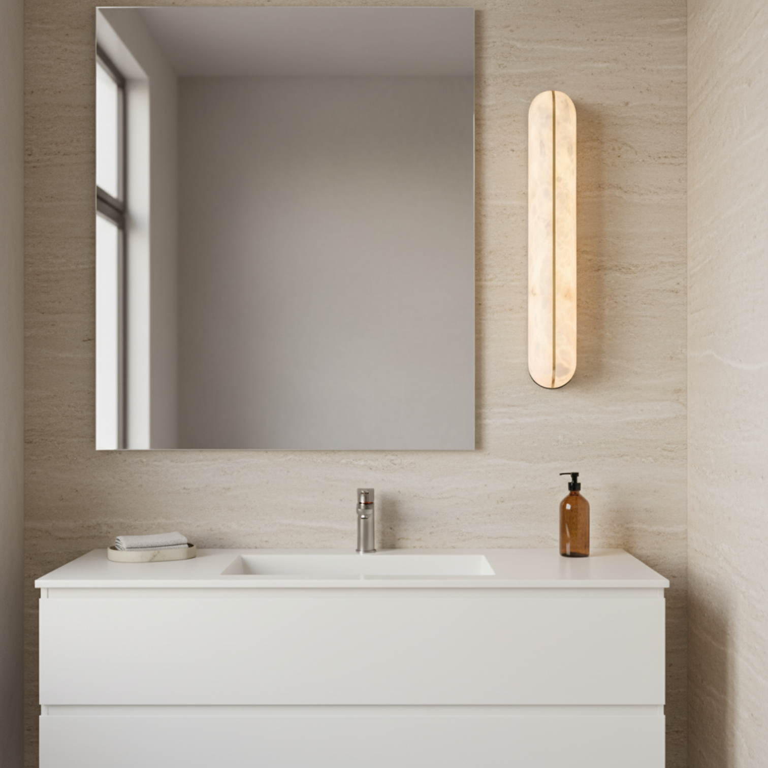 MOUSA Contemporary Interior LED Alabaster Wall Light Solid Copper Fixture 3CCT DIM - 7Pandas Australia