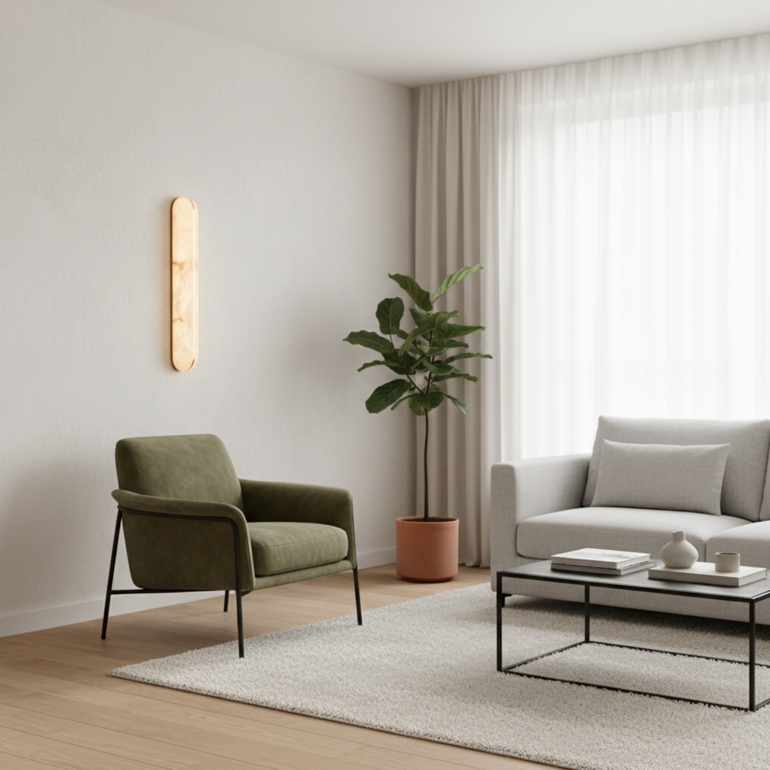 MOUSA Contemporary Interior LED Alabaster Wall Light Solid Copper Fixture 3CCT DIM - 7Pandas Australia