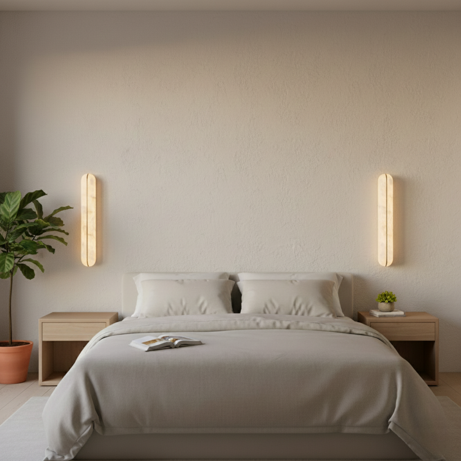 MOUSA Contemporary Interior LED Alabaster Wall Light Solid Copper Fixture 3CCT DIM - 7Pandas Australia