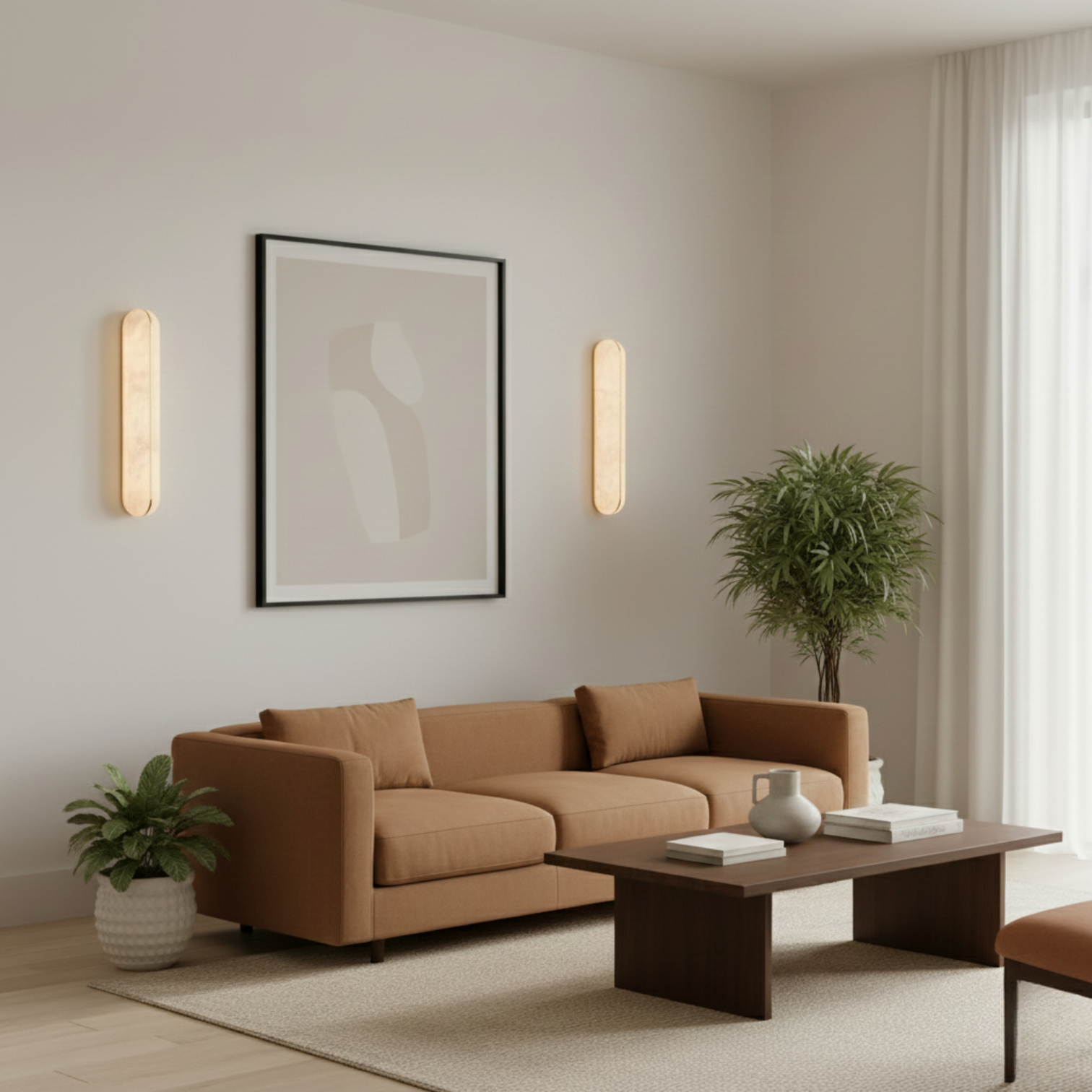 MOUSA Contemporary Interior LED Alabaster Wall Light Solid Copper Fixture 3CCT DIM - 7Pandas Australia