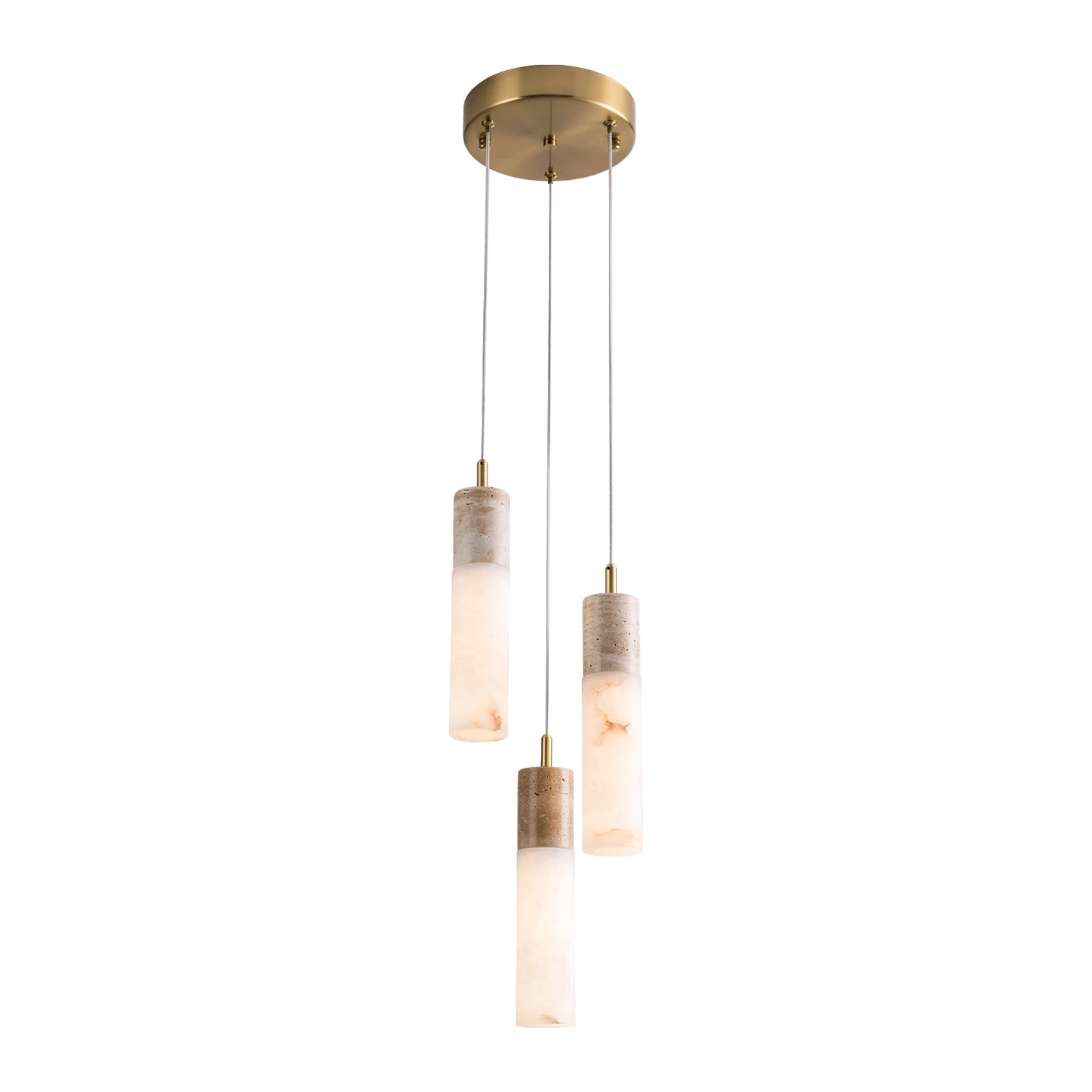 KIRA LED Alabaster Stone Chandeliers Staircase Pendant light 3000K Warmwhite Dimmable Aged Brass - 7Pandas Australia