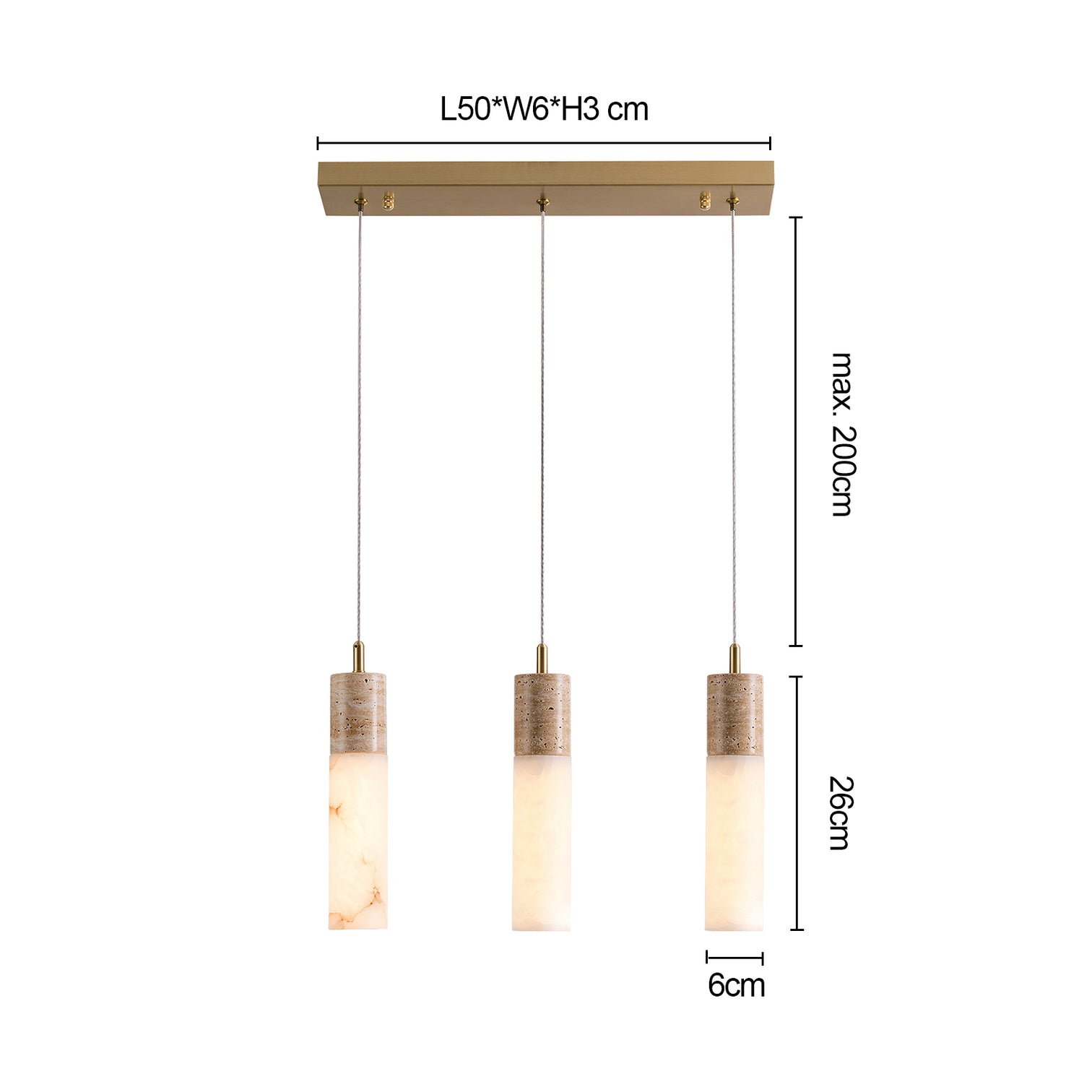 KIRA LED Alabaster Stone Chandeliers Staircase Pendant light 3000K Warmwhite Dimmable Aged Brass - 7Pandas Australia
