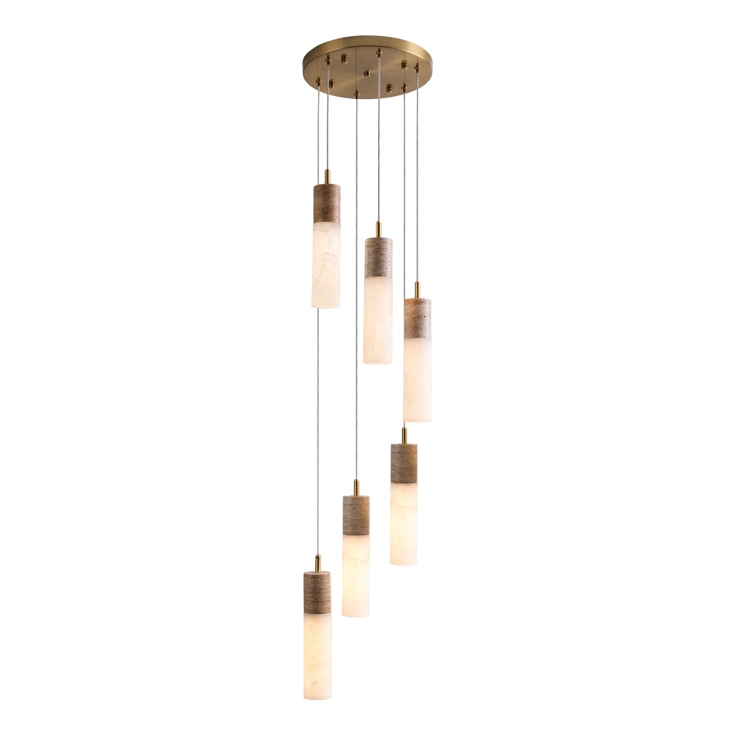 KIRA LED Alabaster Stone Chandeliers Staircase Pendant light 3000K Warmwhite Dimmable Aged Brass - 7Pandas Australia
