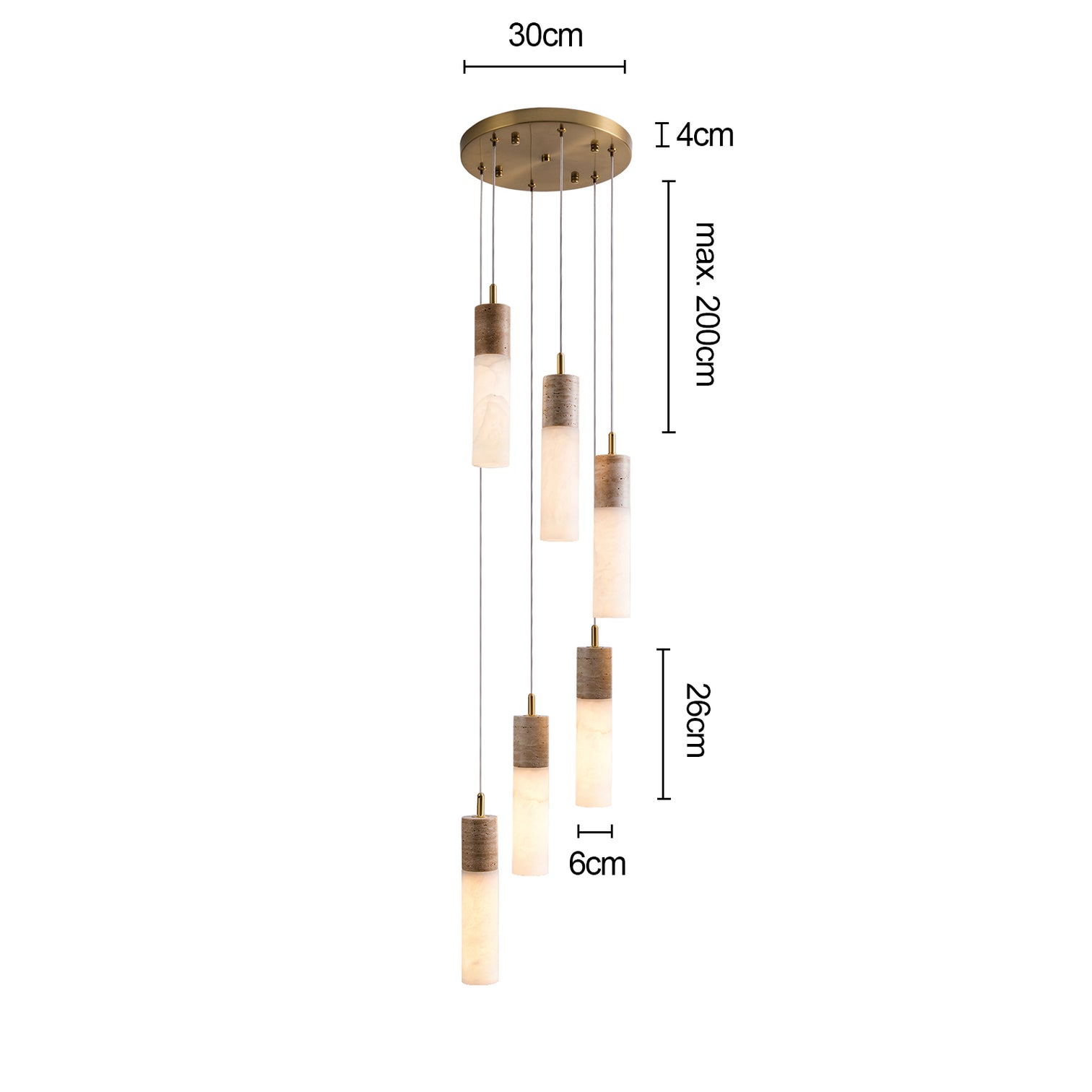 KIRA LED Alabaster Stone Chandeliers Staircase Pendant light 3000K Warmwhite Dimmable Aged Brass - 7Pandas Australia