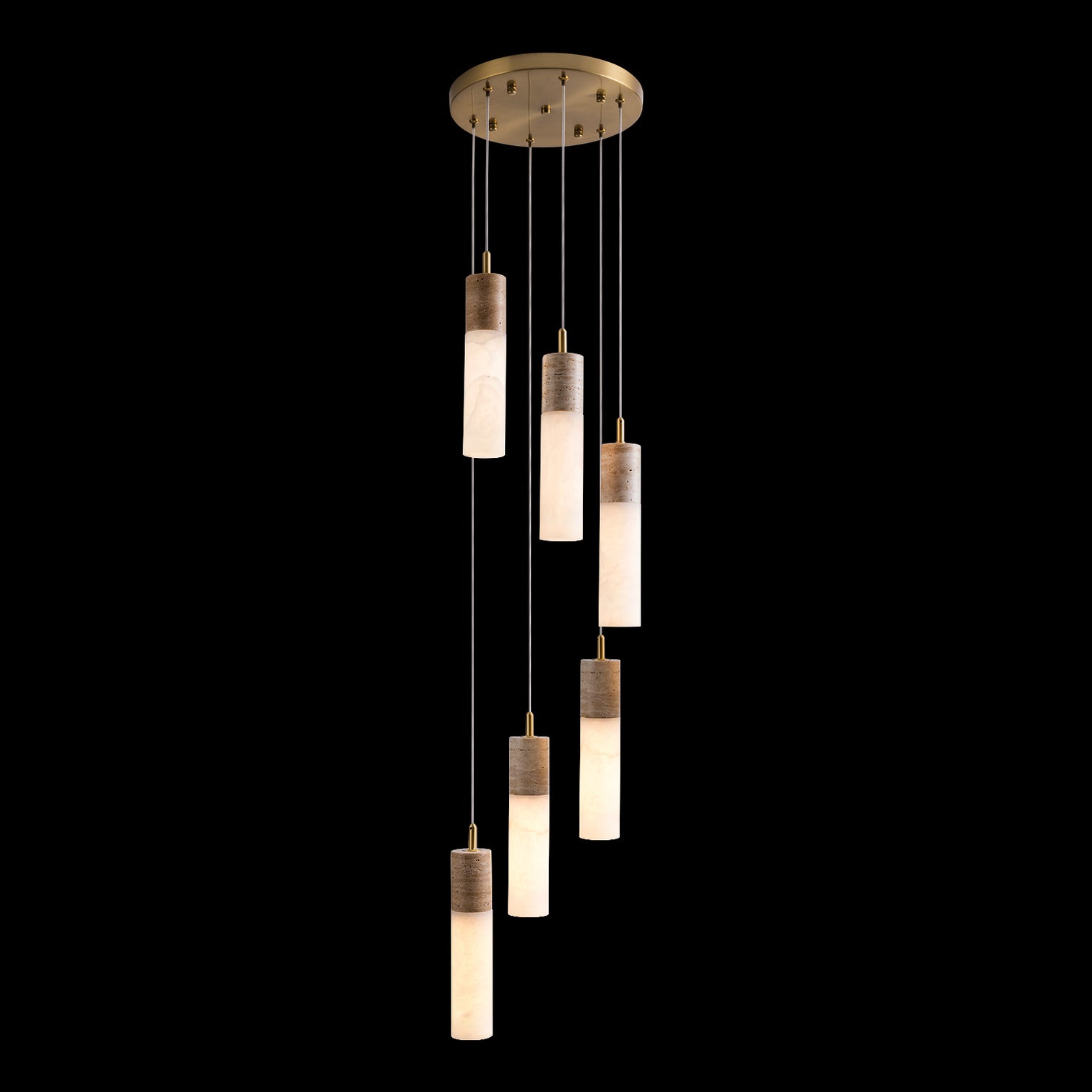 KIRA LED Alabaster Stone Chandeliers Staircase Pendant light 3000K Warmwhite Dimmable Aged Brass - 7Pandas Australia