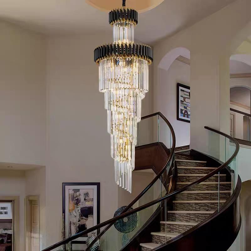 ROSS Large Luxury Contemporary Style Staircase K9 Crystal Chandelier Living Room - 7Pandas Australia