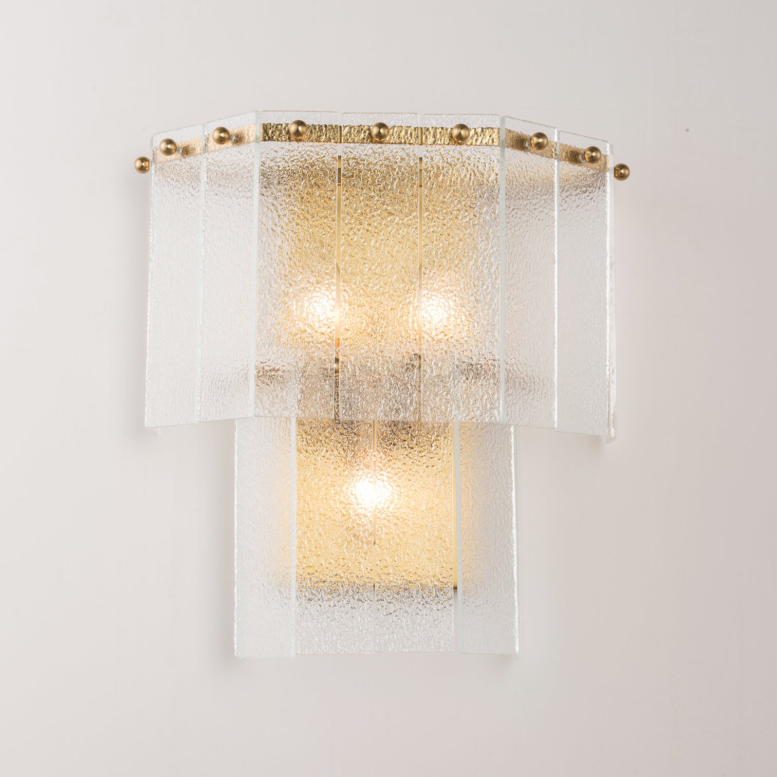 JOANA Interior Designer Aged Brass Wall Light Layered Glass Sconce with LED Bulb Dimmable - 7Pandas Australia