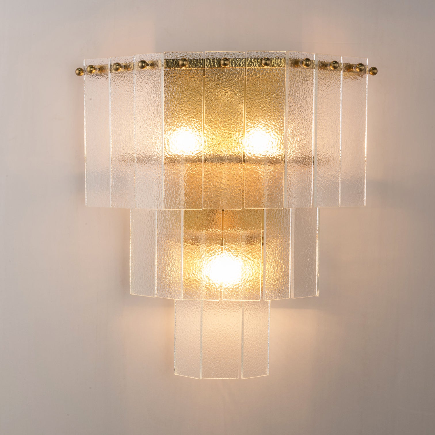 JOANA Interior Designer Aged Brass Wall Light Layered Glass Sconce with LED Bulb Dimmable - 7Pandas Australia