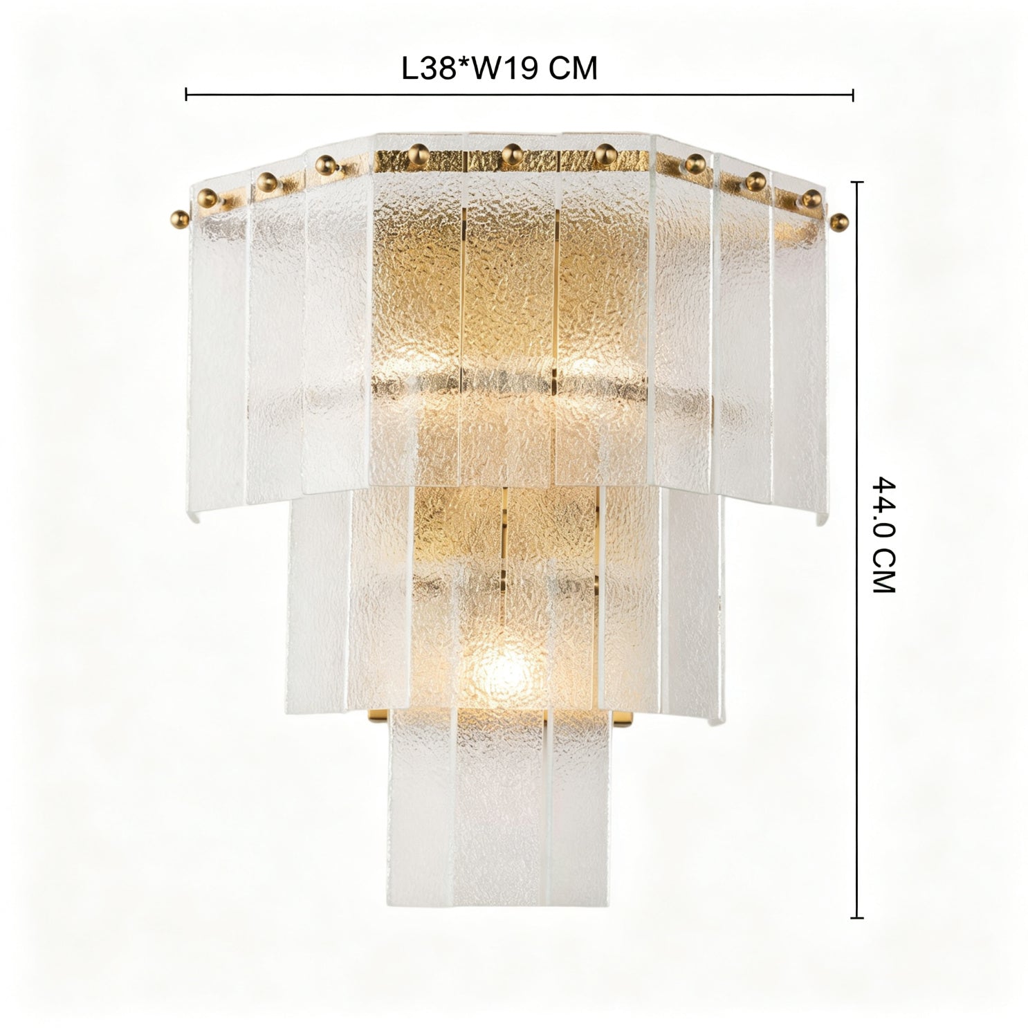 JOANA Interior Designer Aged Brass Wall Light Layered Glass Sconce with LED Bulb Dimmable