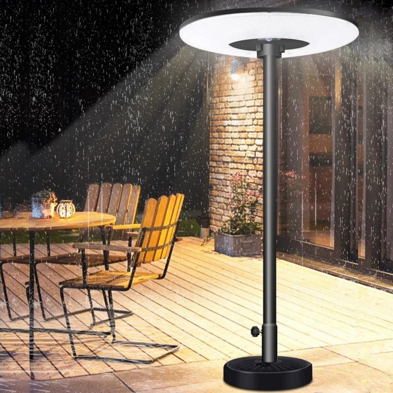 MIRO Commercial Solar UFO Post Top Light 2.5M - 20W Monocrystalline Solar Panel, 16Ah LiFePO4 Battery, 324LED Dual-Color CCT, IP54 Waterproof Dusk-to-Dawn PIR Motion Sensor Garden Pathway Lighting - 7Pandas Australia
