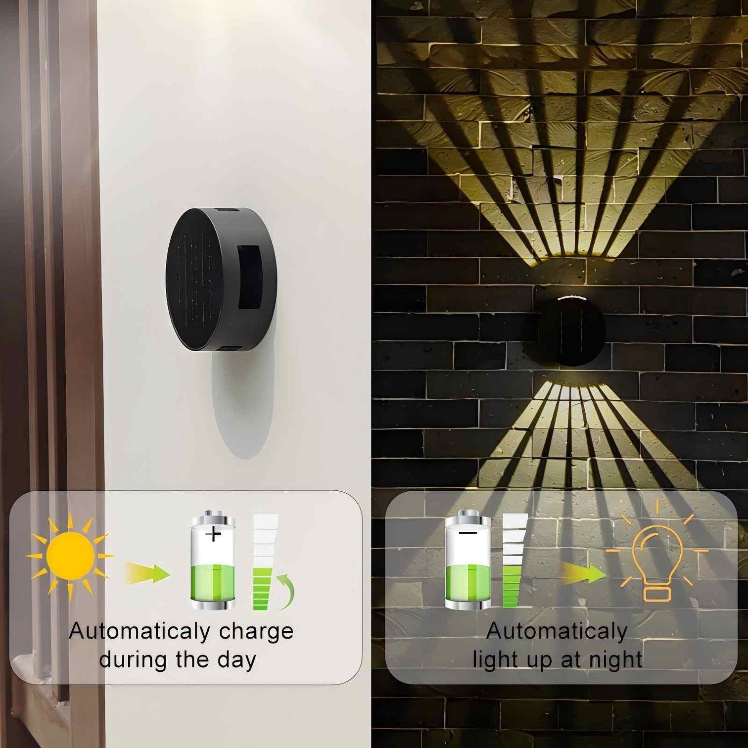 SMEG Solar Garden Wall Light IP54 3000K Light Updown Adjustable 1200mAh Black - 7Pandas Australia