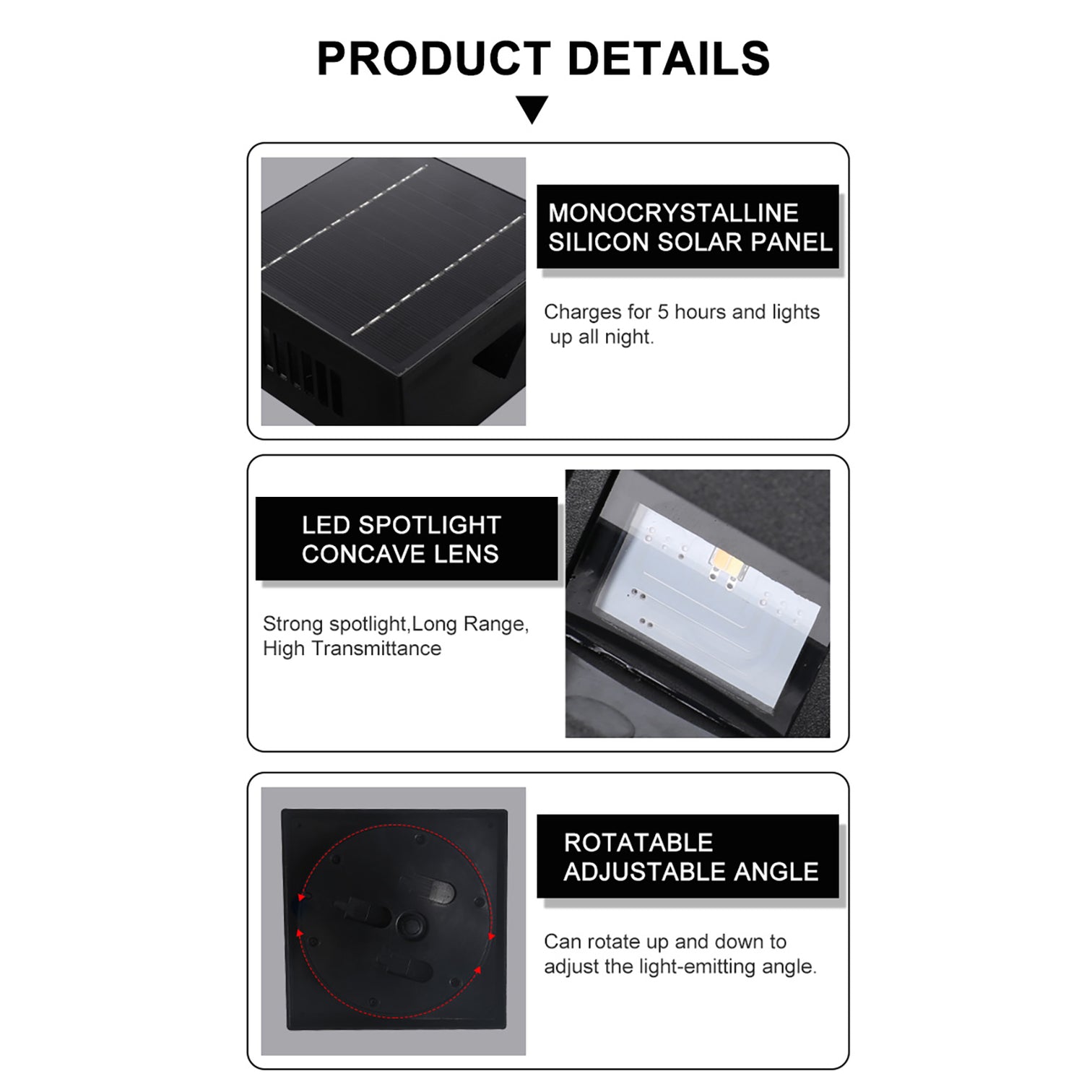 SMEG Solar Garden Wall Light IP54 3000K Light Updown Adjustable 1200mAh Black - 7Pandas Australia