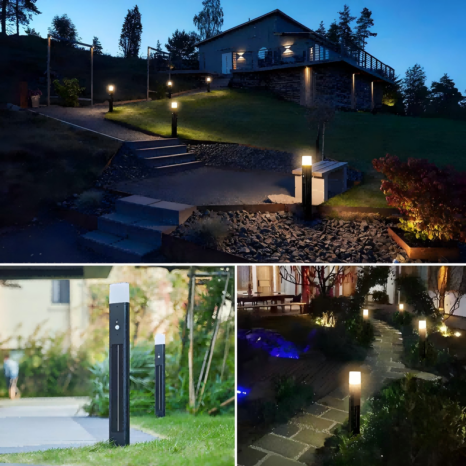 DEMI Aluminium Solar Rechargeable 4000mAh Bollard Light Sensor Garden 2CCT IP54 - 7Pandas Australia