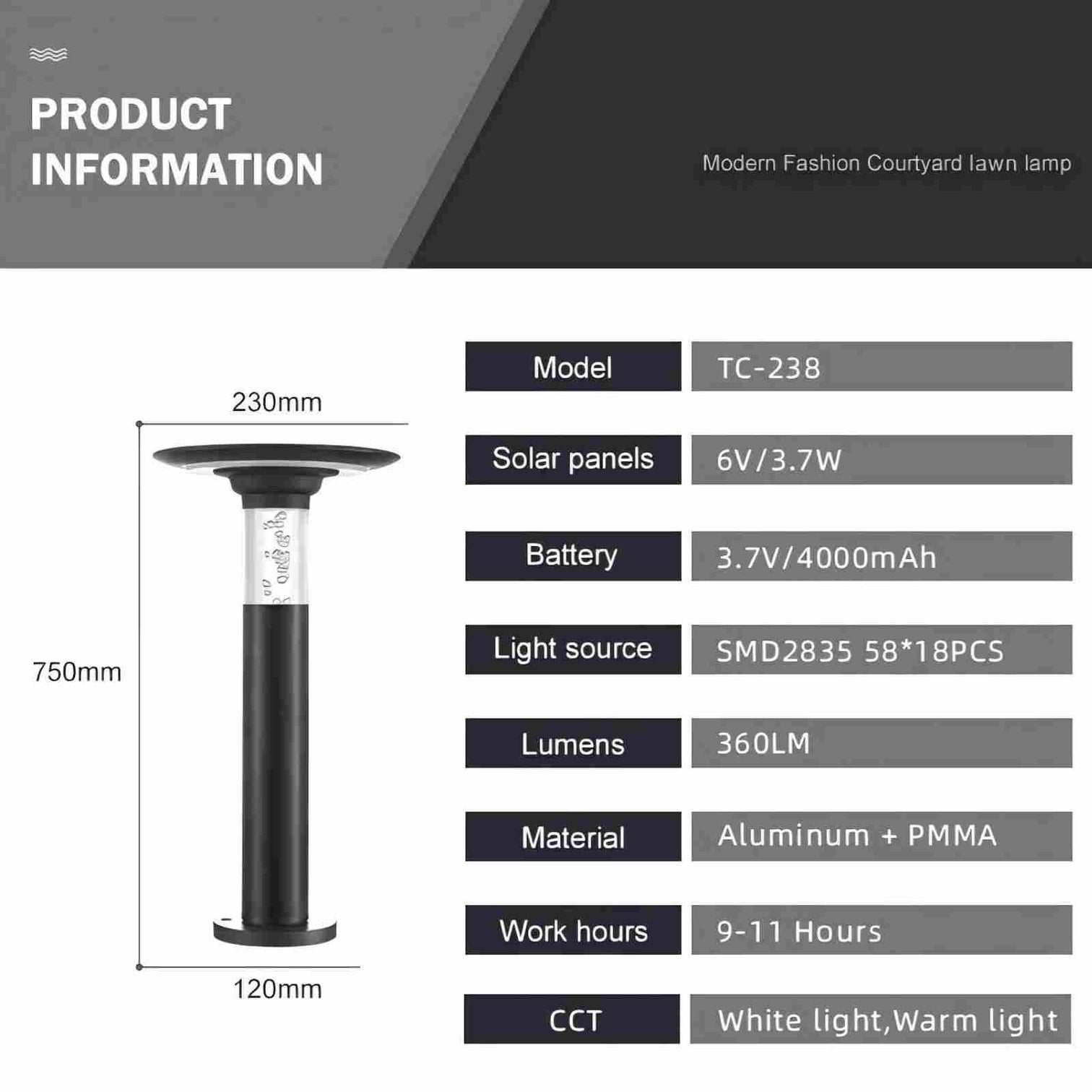 INGRID Solar Garden LED Rechargeable 4000mAh Outdoor Bollard Light IP54 3CCT - 7Pandas Australia