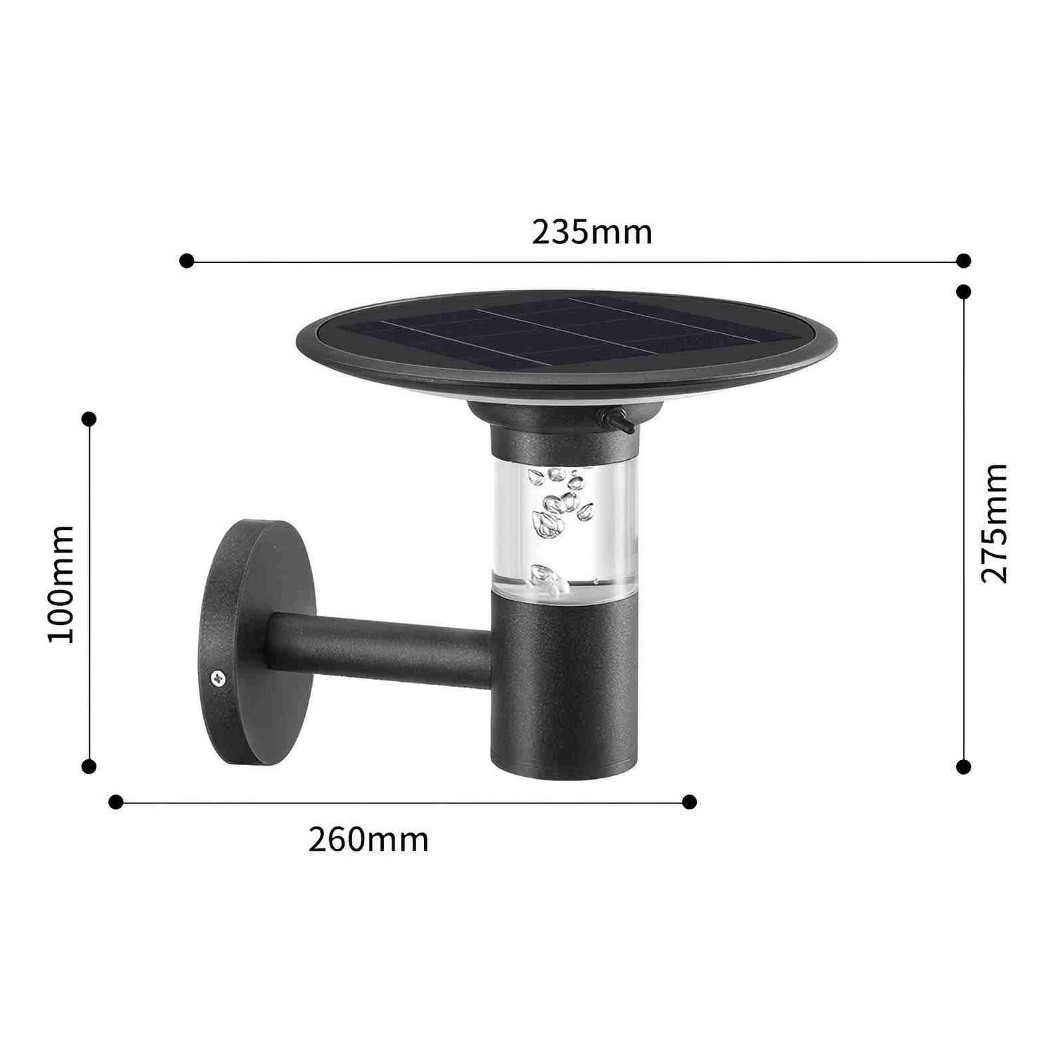 INGRID Solar Garden Outdoor Aluminium Wall Light 4W 3CCT 4000mAh IP65 Black - 7Pandas Australia
