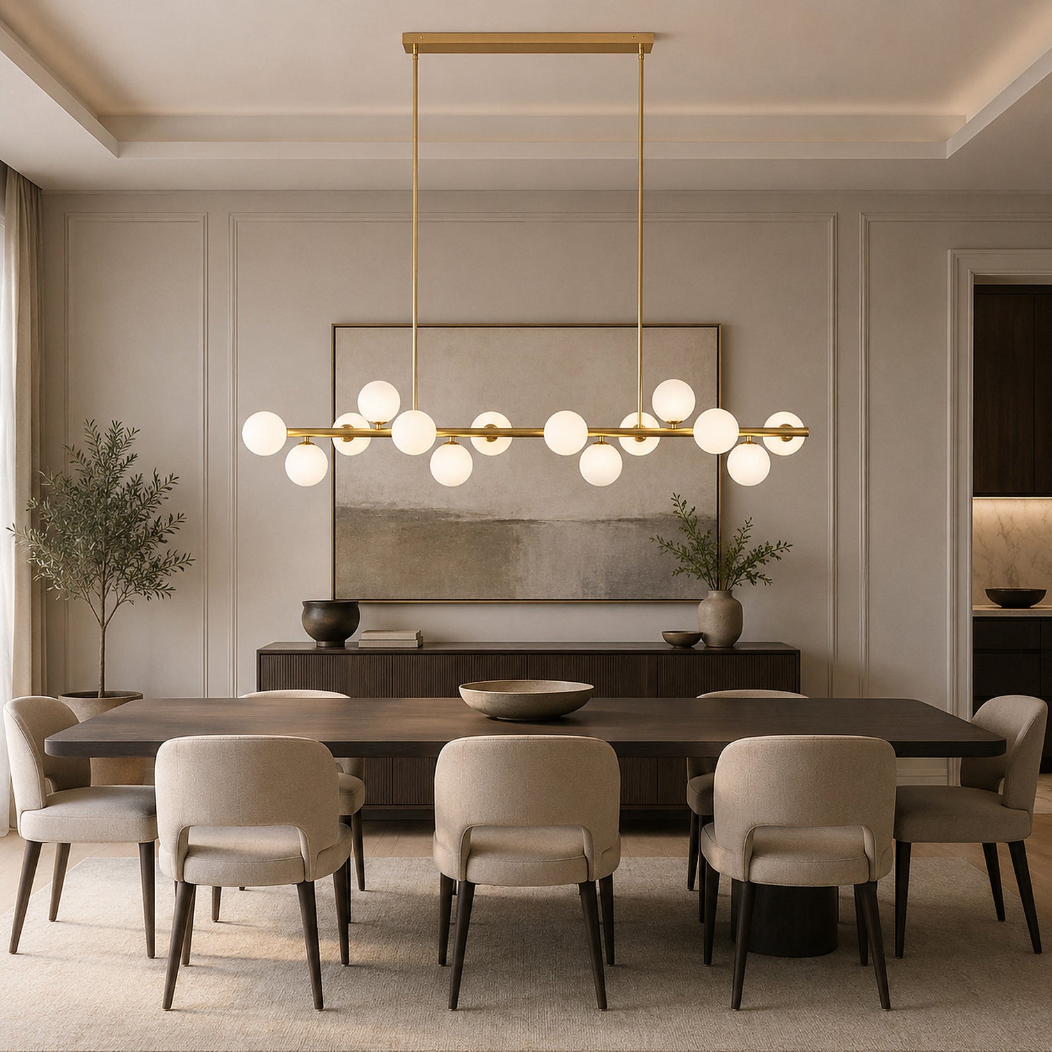 ANGELO 1500mm Aged Brass Minimalist LED Milky Glass Pendant Light Kitchen Island G9 Bulb Dimmable - 7Pandas Australia