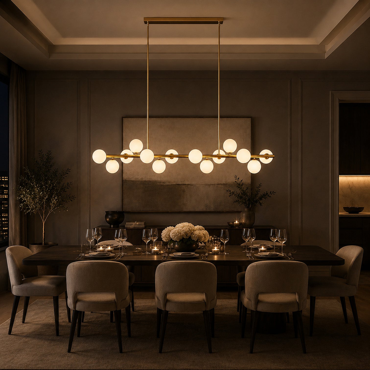 ANGELO 1500mm Aged Brass Minimalist LED Milky Glass Pendant Light Kitchen Island G9 Bulb Dimmable - 7Pandas Australia