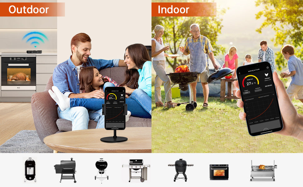 Wireless Meat Thermometer Probe 70M Bluetooth for BBQ Oven  Smoker iOS/Android App - 7Pandas Australia