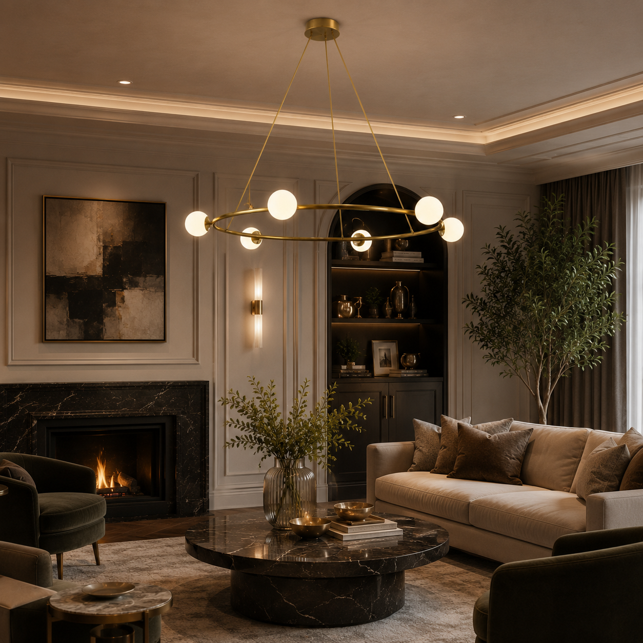 ANGELO 6-LIGHT 1050mm Diameter Round LED Contemporary Modern Style G9 Base