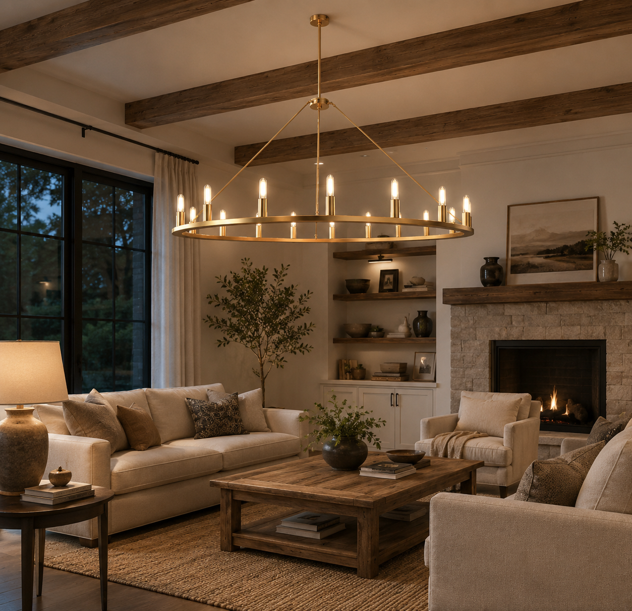 ALVA 18-Light 140cm diameter Large Farmhouse Wagon Wheel Chandelier E14 lamp base
