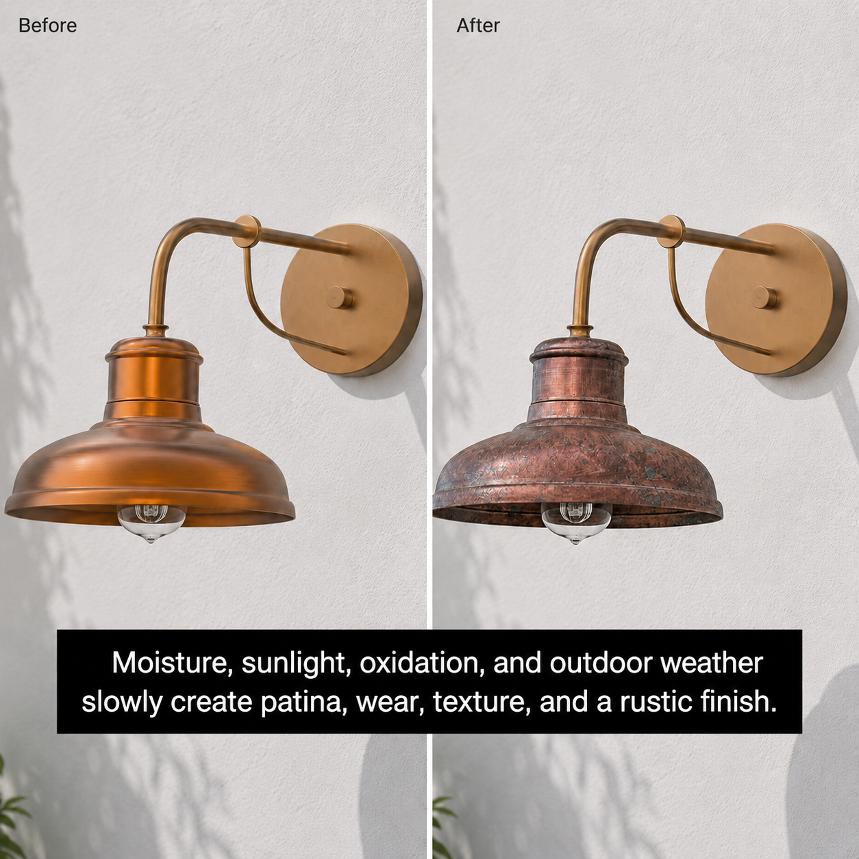 FLORENCE Antique Wall Lamp Aged Solid Copper E27 - 7Pandas Australia