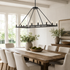 ALVA 12-Light Bronze Antique Style Rectangular Farmhouse Chandelier E14