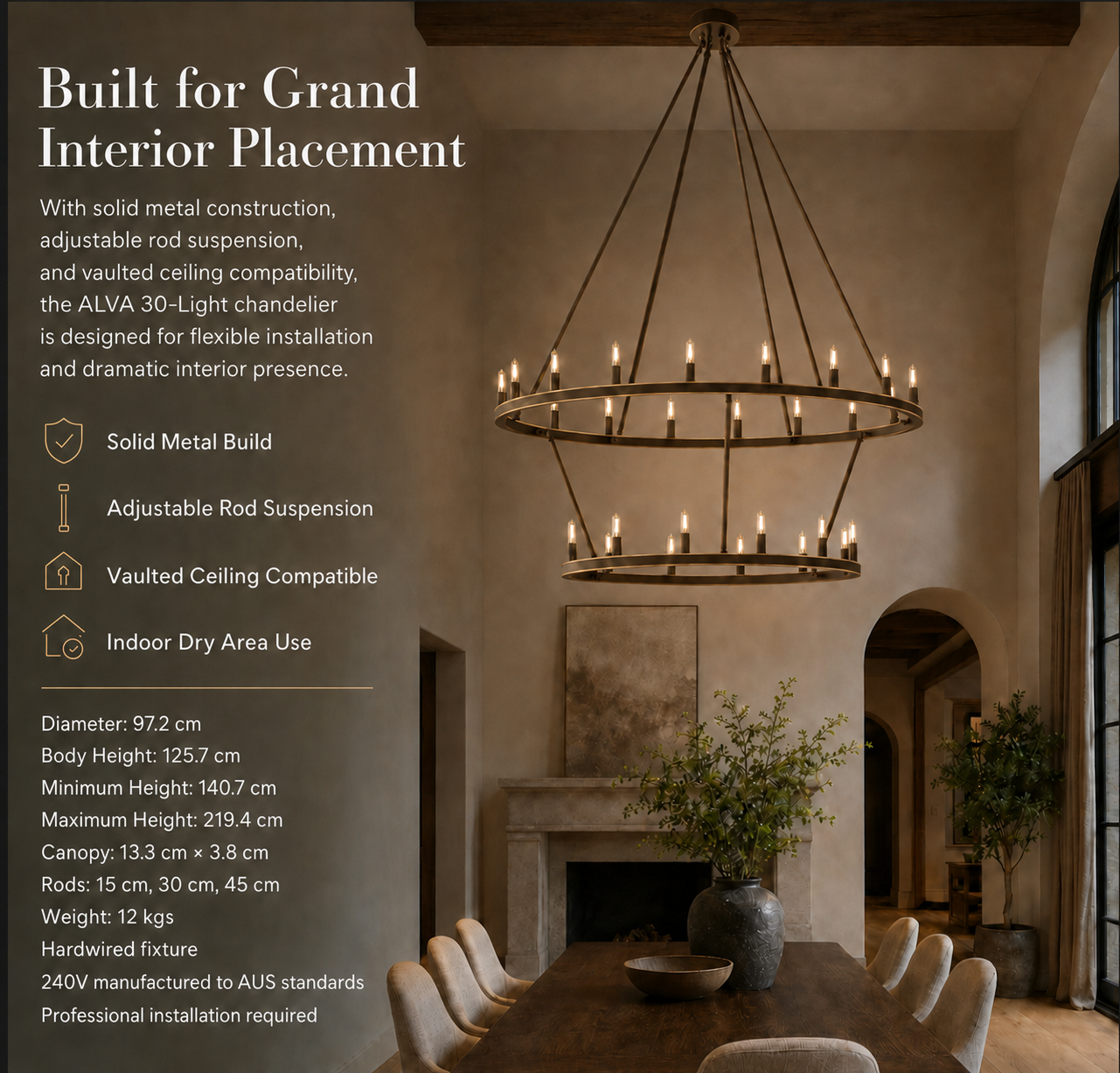 ALVA 30-Light Antique 2-Layer Bronze Aged brass E14 wagon wheel Farmhouse Chandelier - 7Pandas Australia
